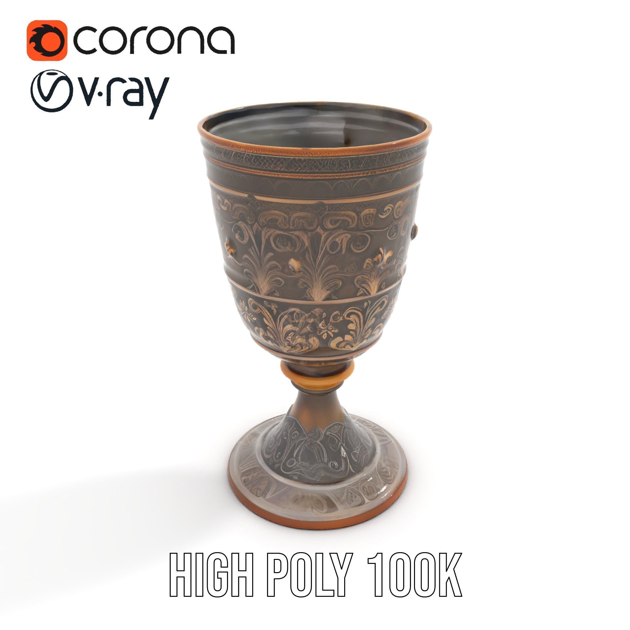 Medieval Ornate Goblet model pack Low-poly 3D model_15