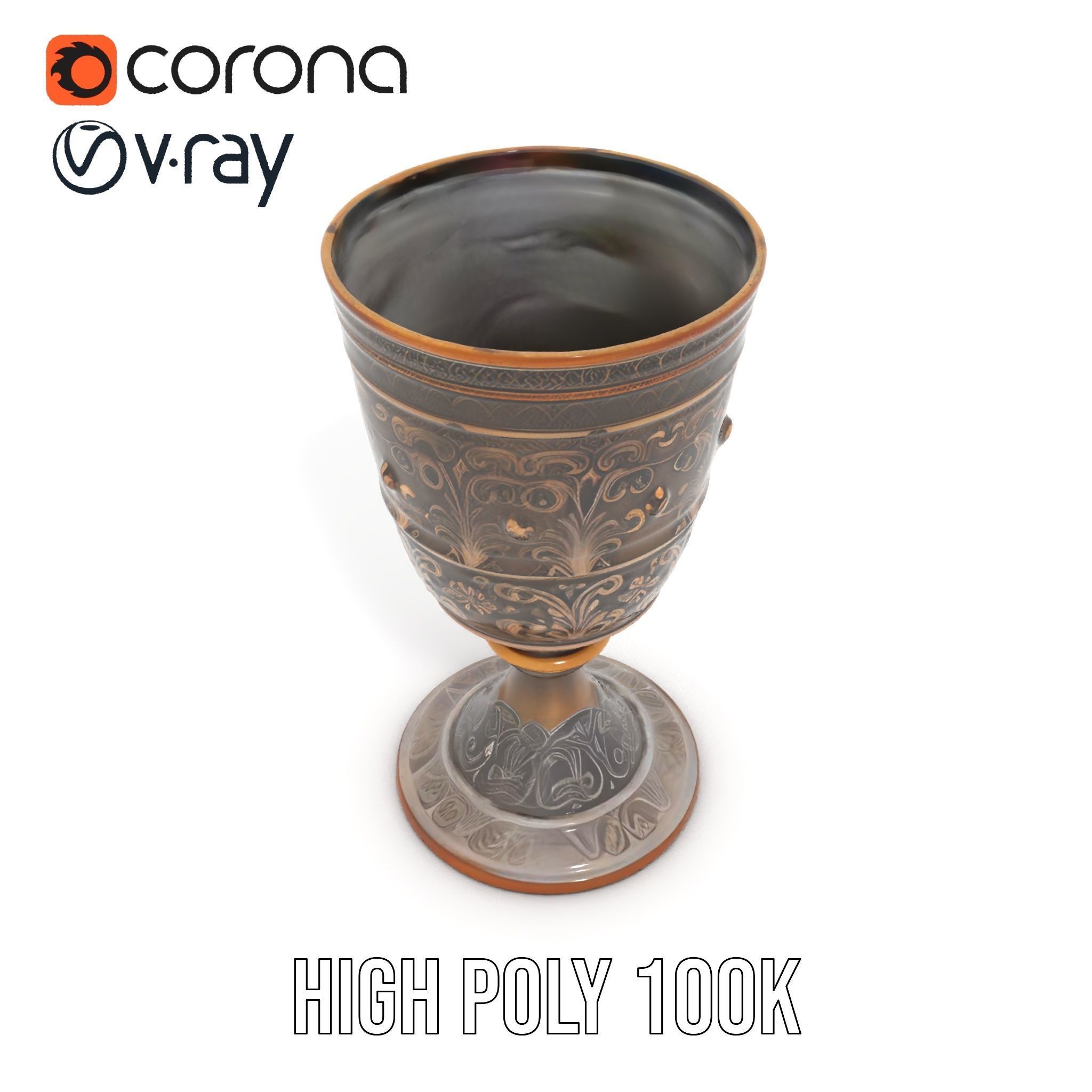 Medieval Ornate Goblet model pack Low-poly 3D model_20