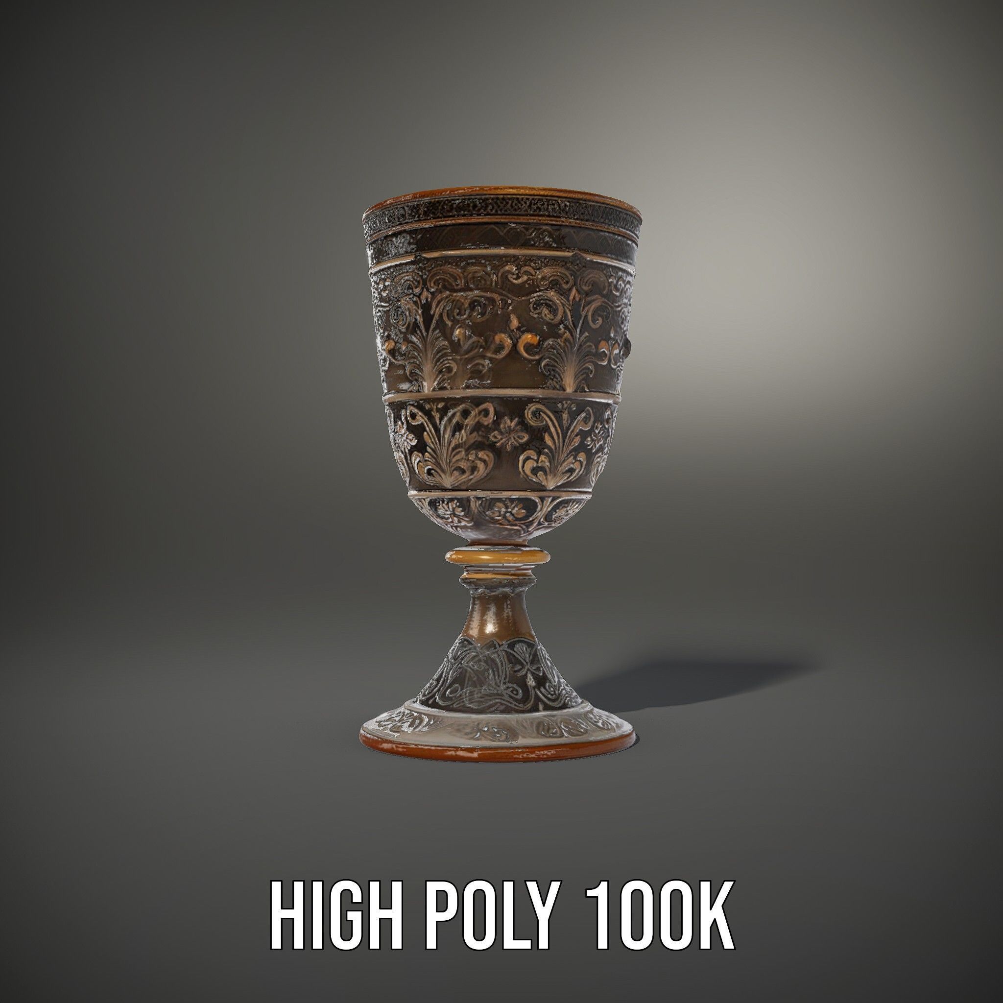 Medieval Ornate Goblet model pack Low-poly 3D model_8