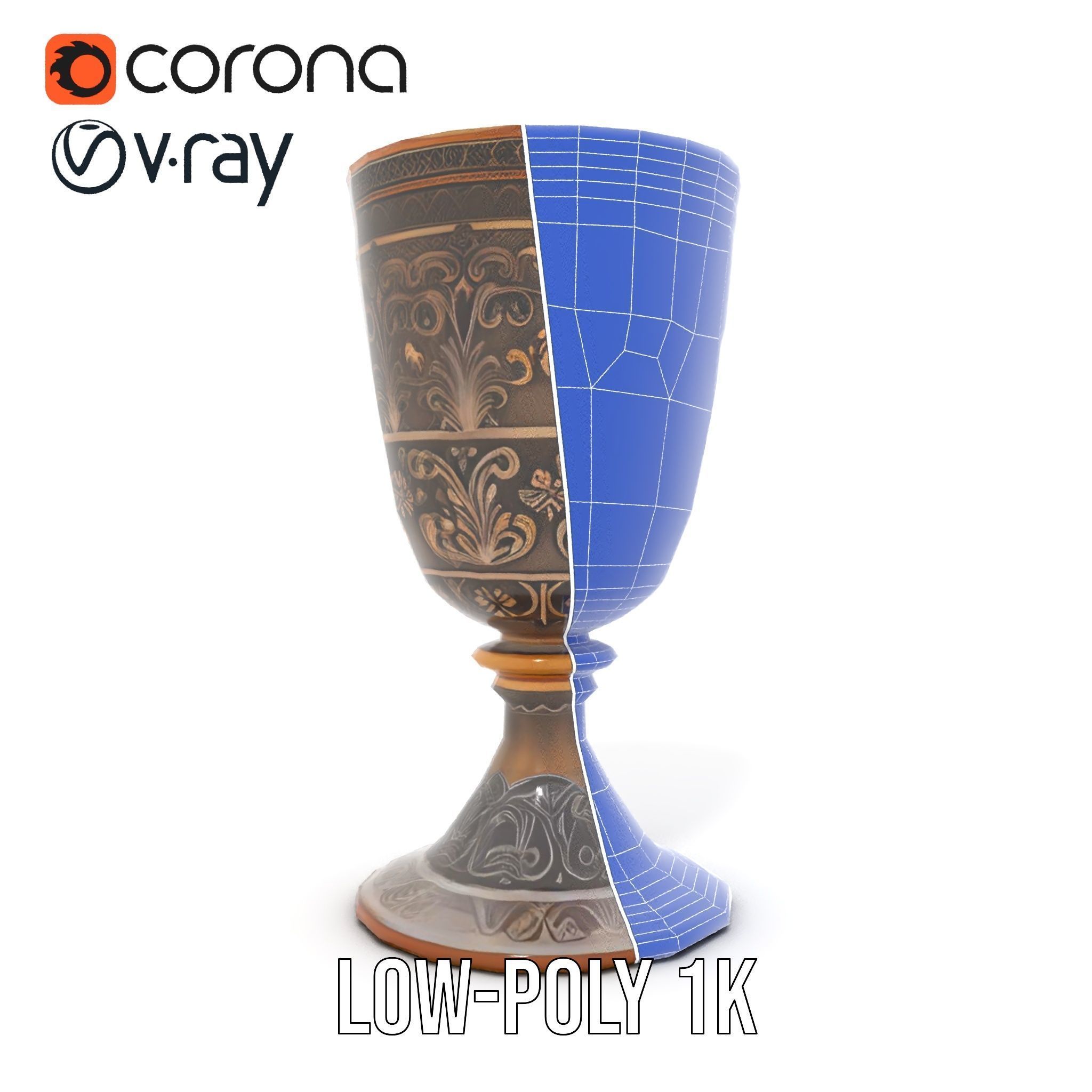 Medieval Ornate Goblet model pack Low-poly 3D model_30