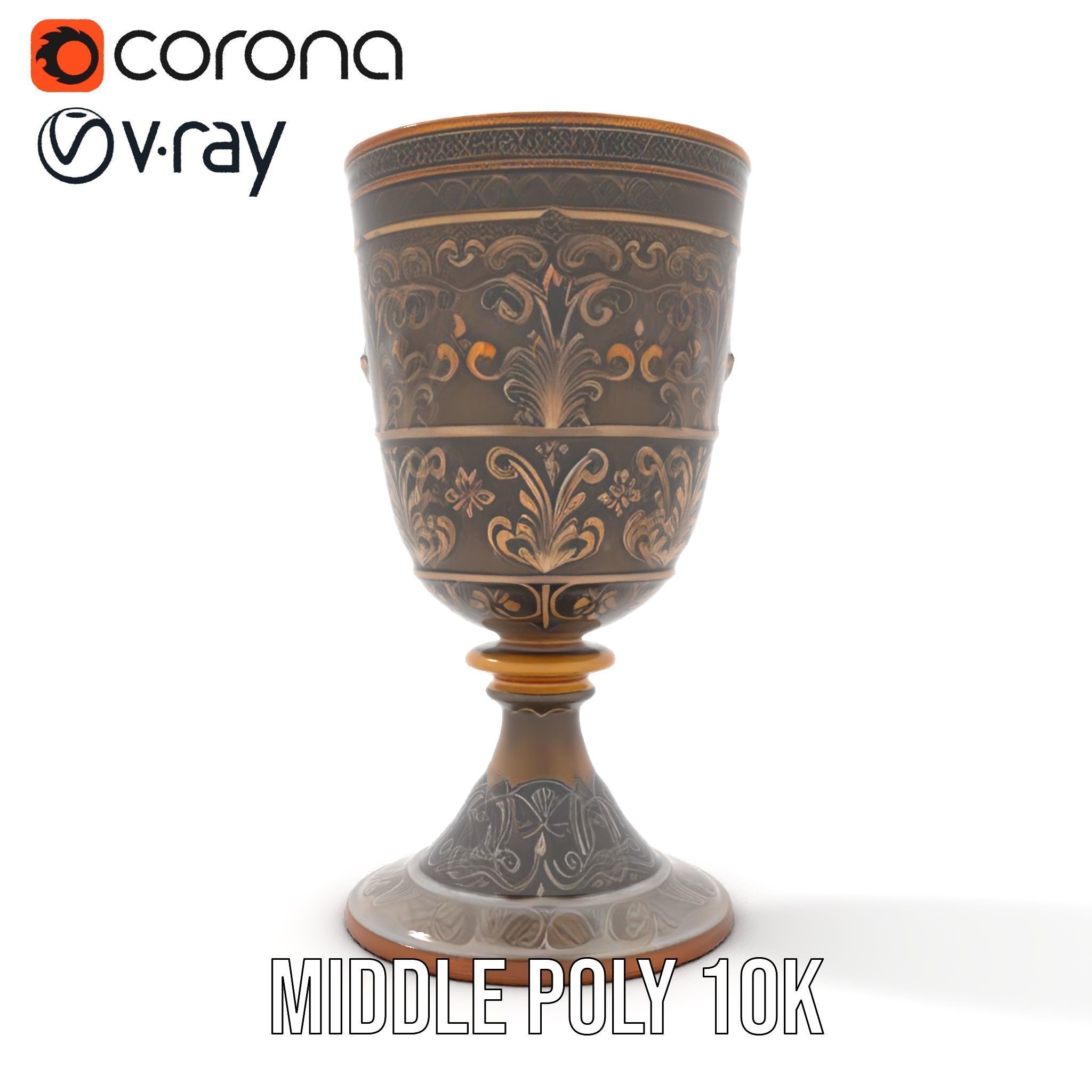 Medieval Ornate Goblet model pack Low-poly 3D model_11