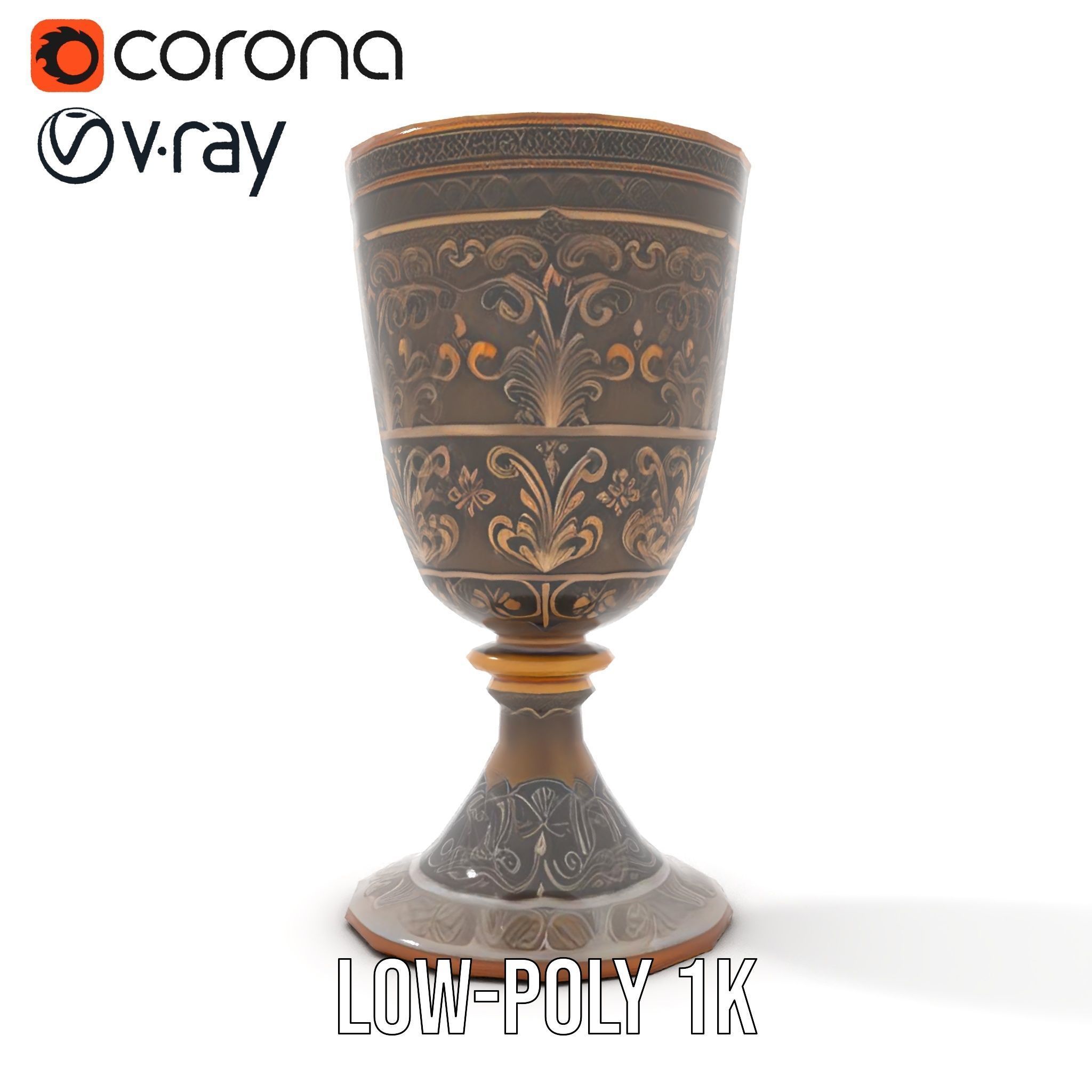 Medieval Ornate Goblet model pack Low-poly 3D model_17