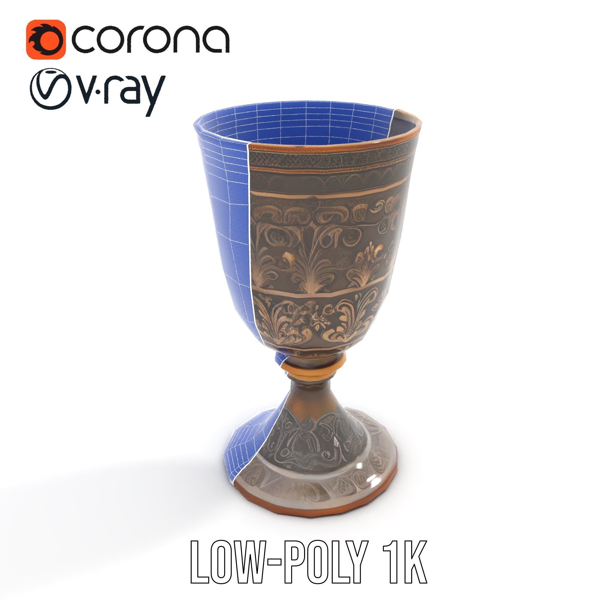 Medieval Ornate Goblet model pack Low-poly 3D model_19