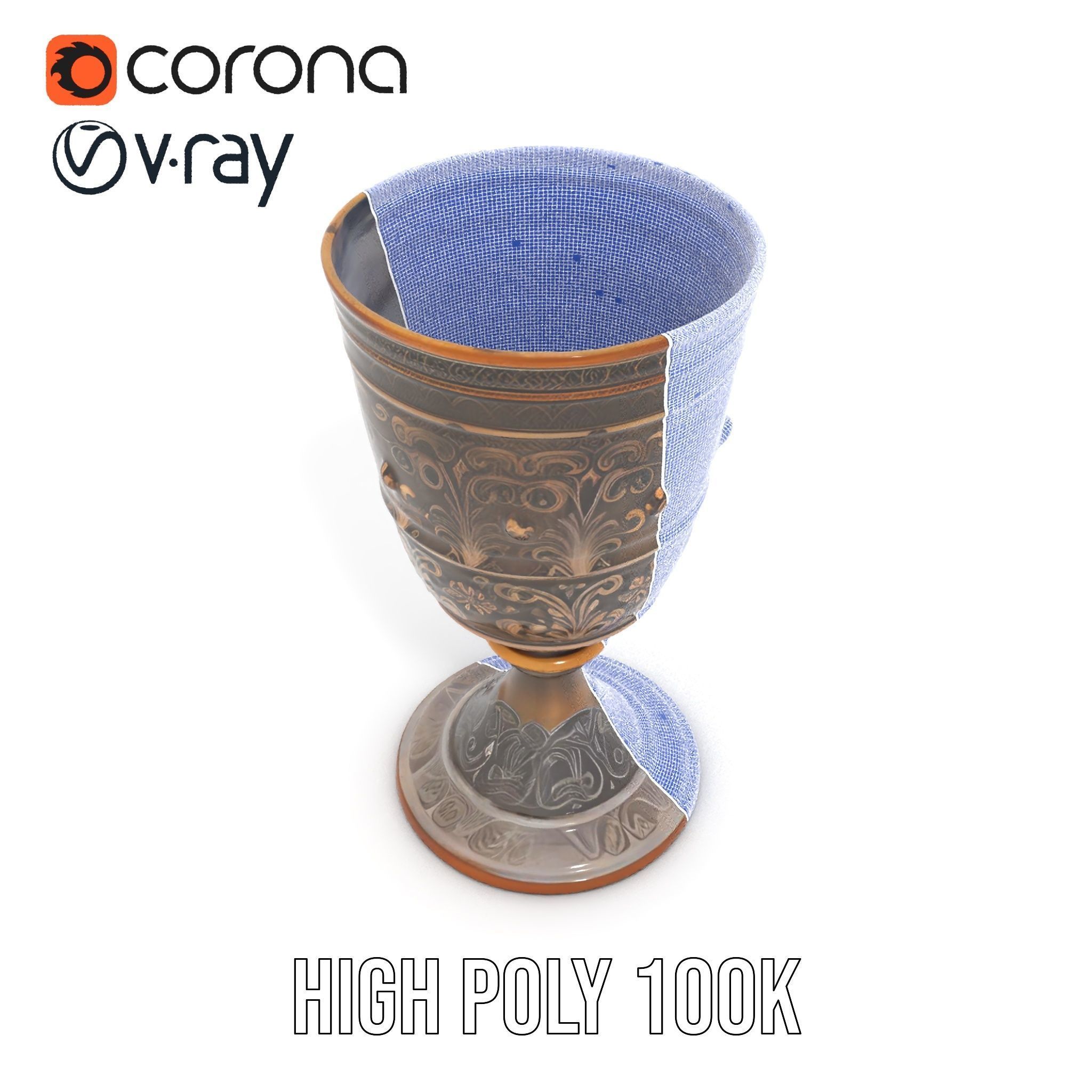 Medieval Ornate Goblet model pack Low-poly 3D model_28