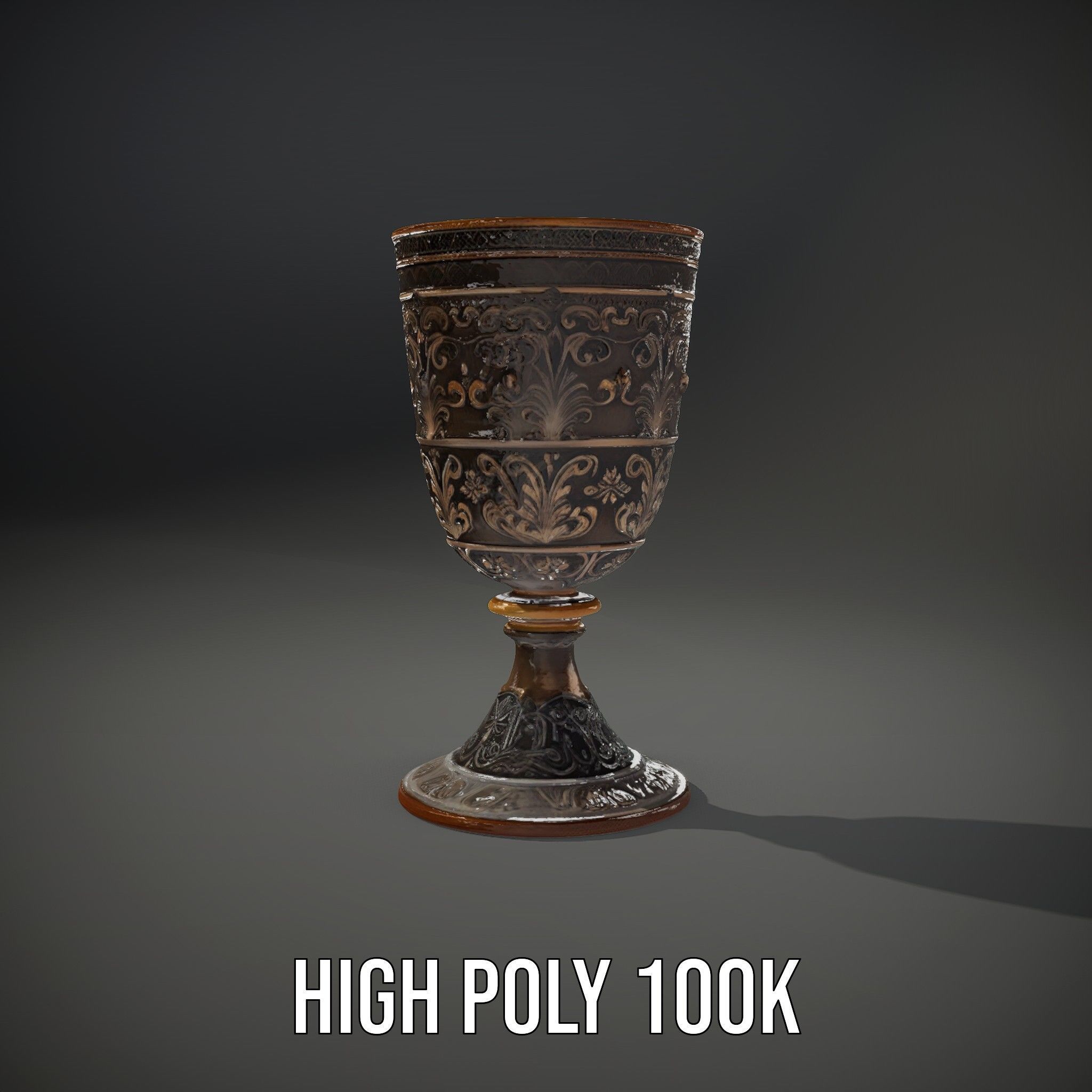 Medieval Ornate Goblet model pack Low-poly 3D model_10