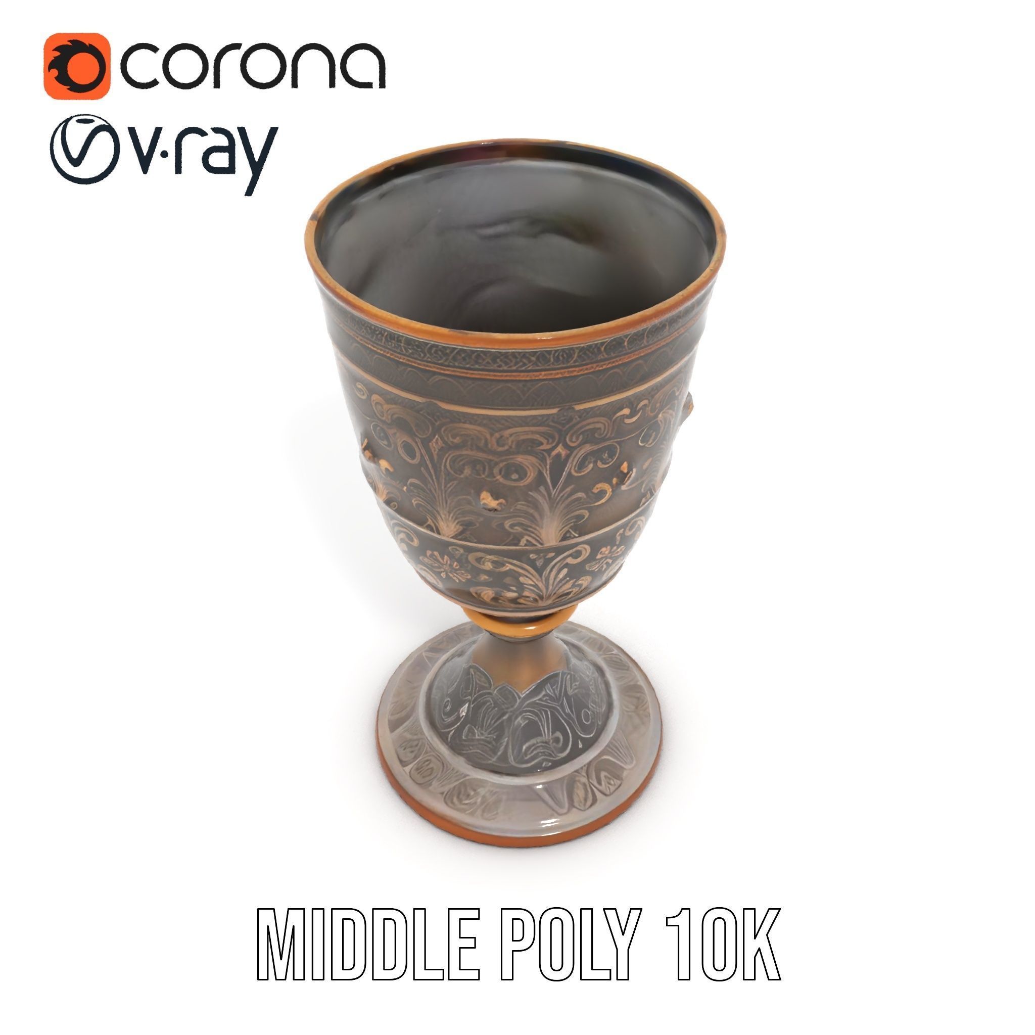 Medieval Ornate Goblet model pack Low-poly 3D model_6