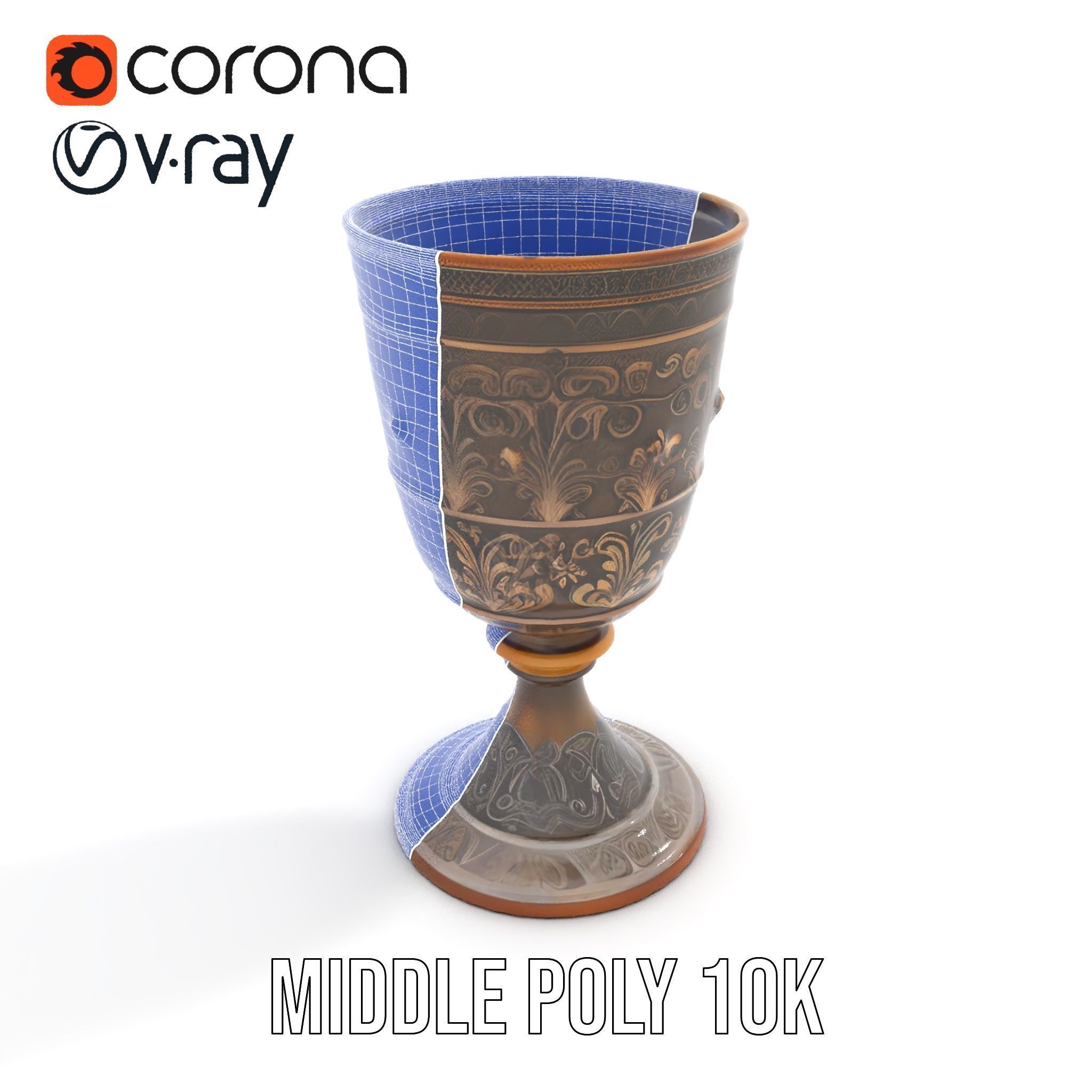 Medieval Ornate Goblet model pack Low-poly 3D model_23