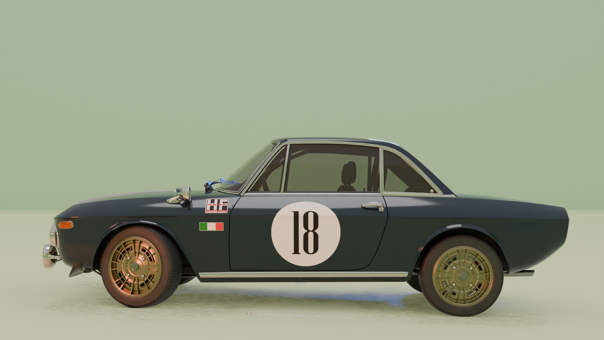 Lancia Fulvia Rallye car 3D model_2