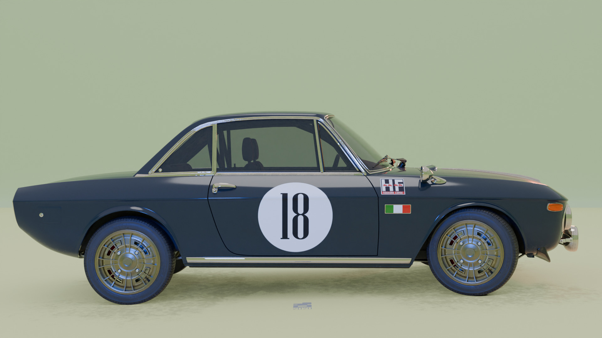 Lancia Fulvia Rallye car 3D model_4