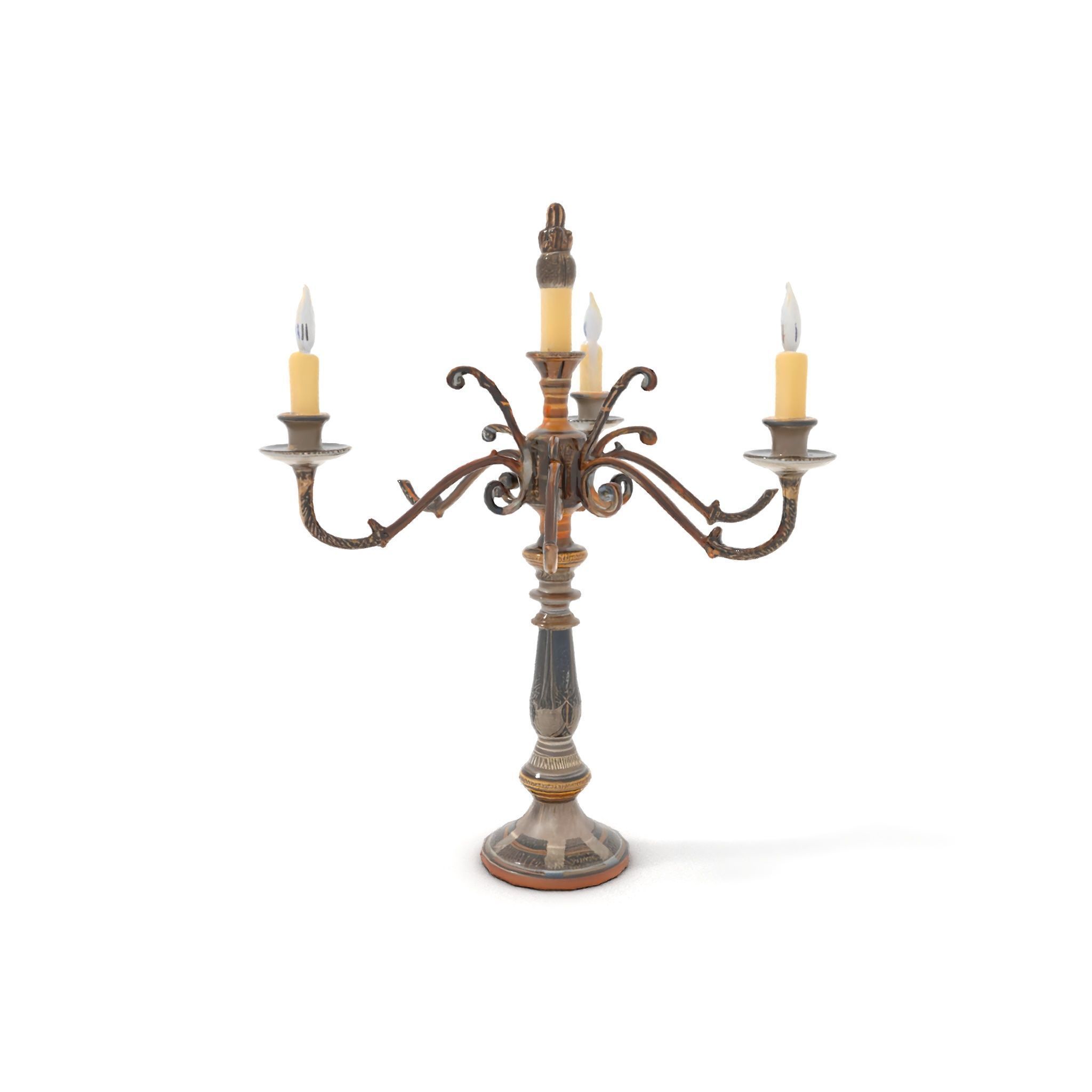 Antique Candle Holder with Detailing Model Pack Low-poly 3D model_6