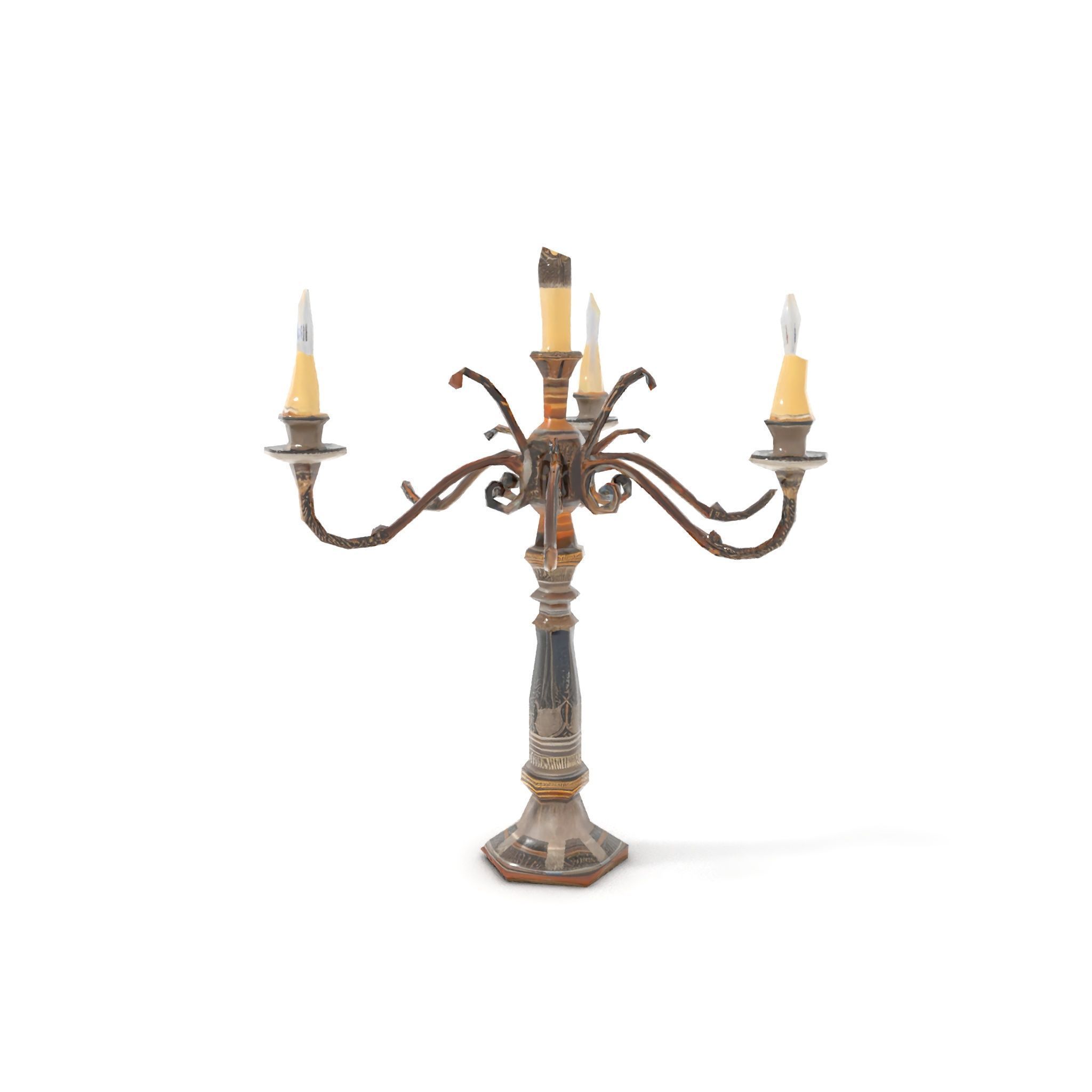 Antique Candle Holder with Detailing Model Pack Low-poly 3D model_12