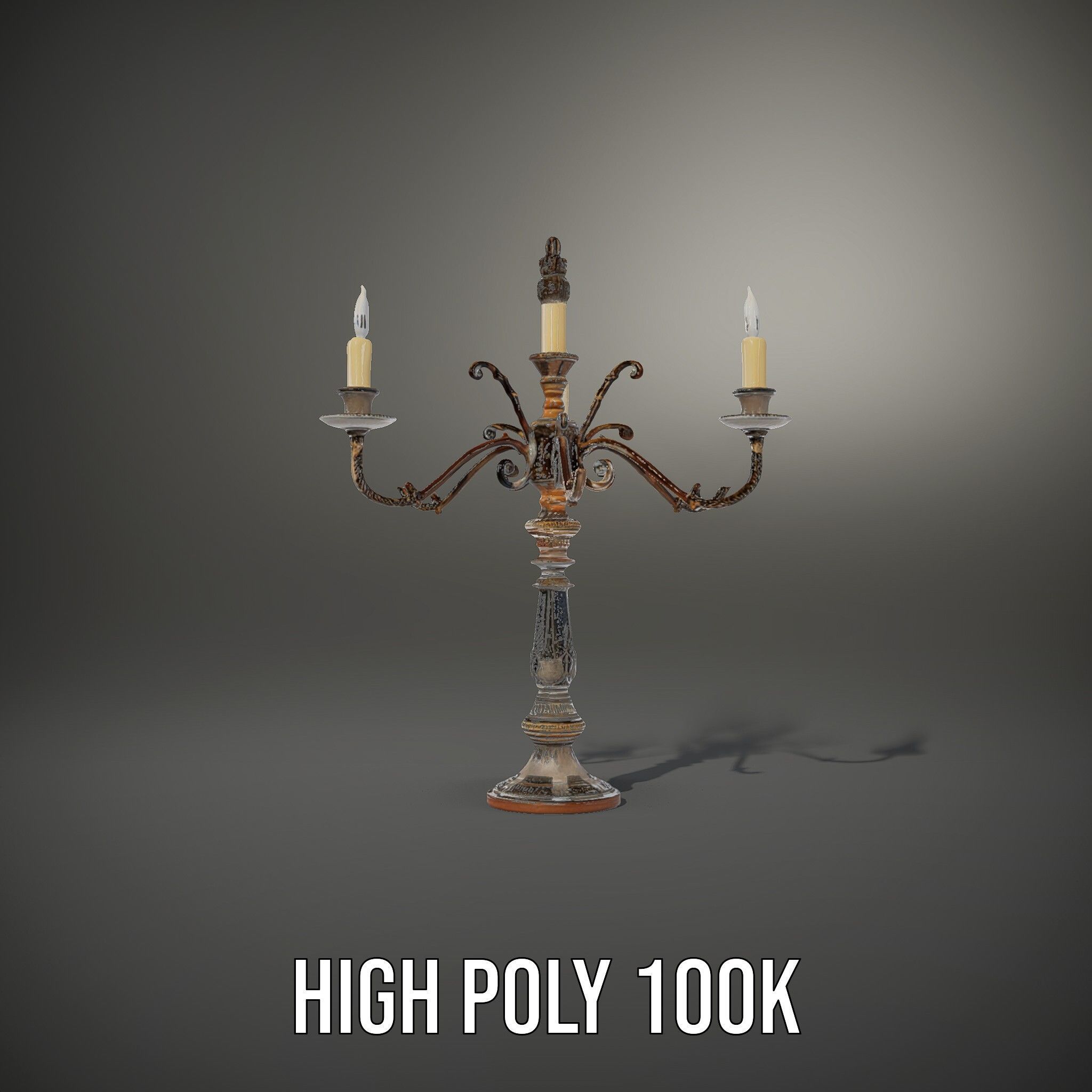 Antique Candle Holder with Detailing Model Pack Low-poly 3D model_8