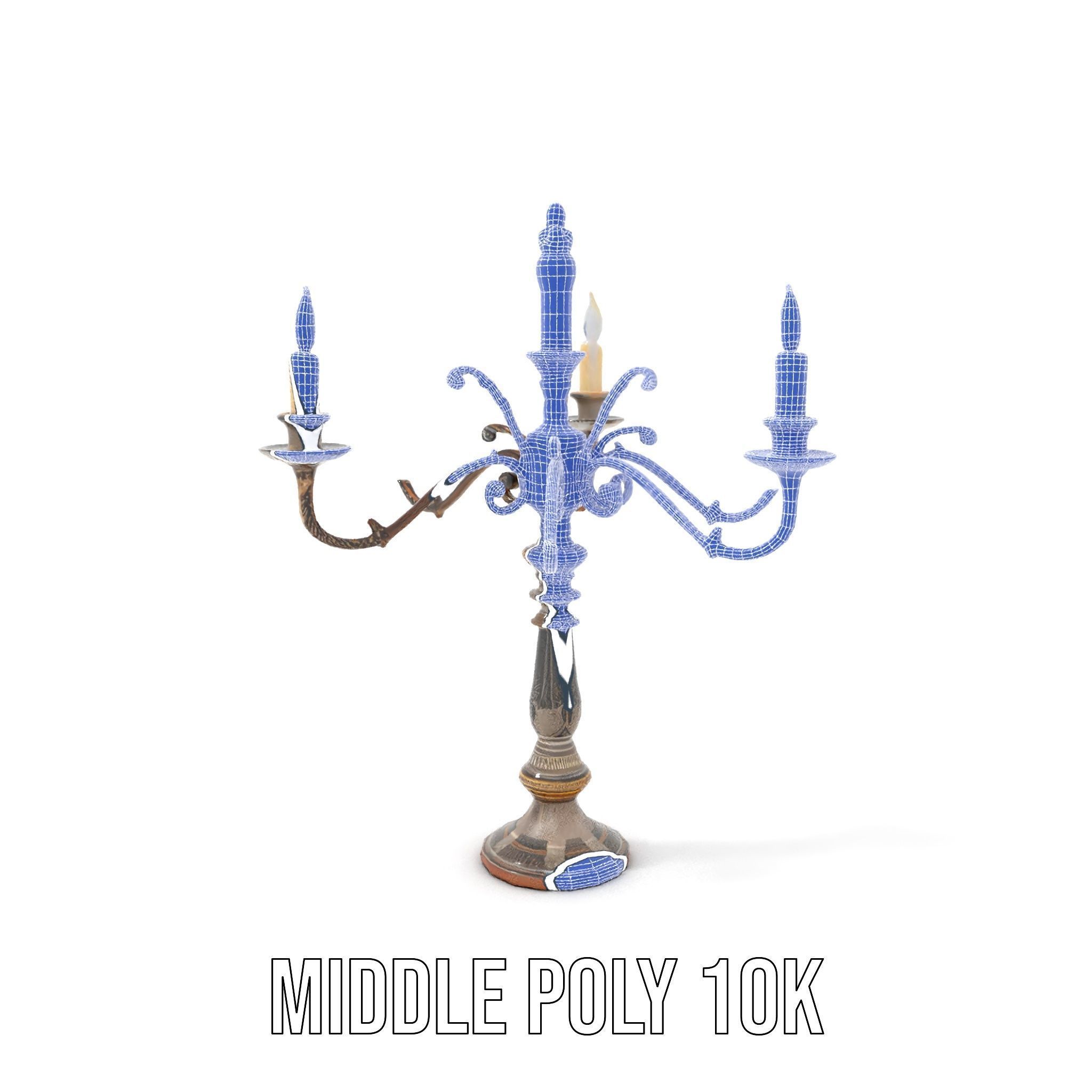 Antique Candle Holder with Detailing Model Pack Low-poly 3D model_18