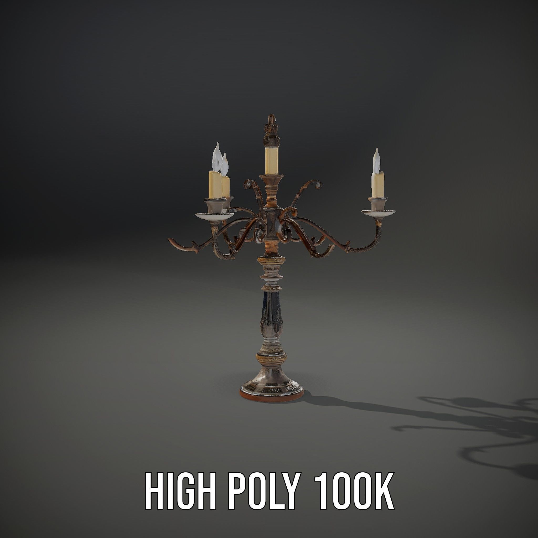 Antique Candle Holder with Detailing Model Pack Low-poly 3D model_10