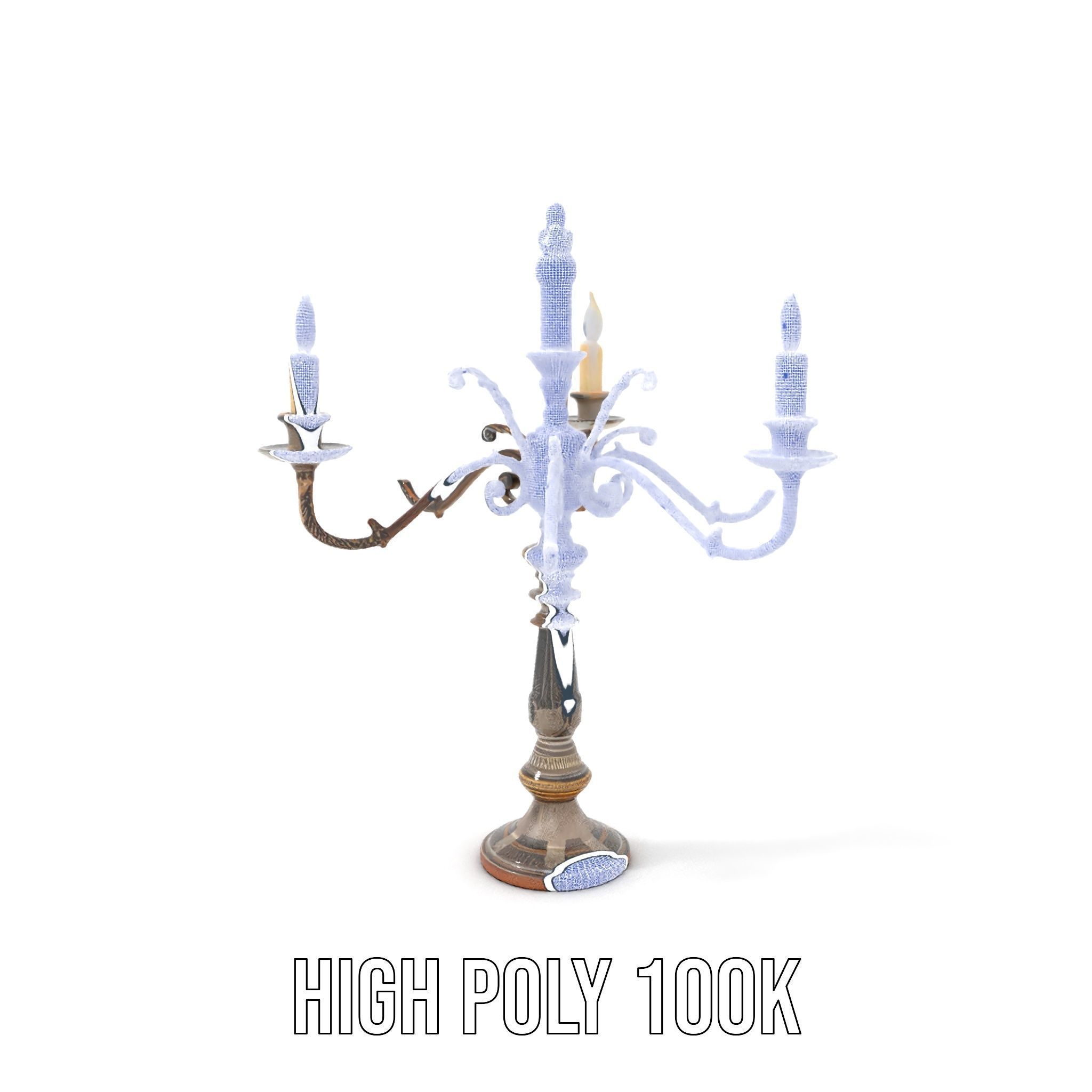 Antique Candle Holder with Detailing Model Pack Low-poly 3D model_4