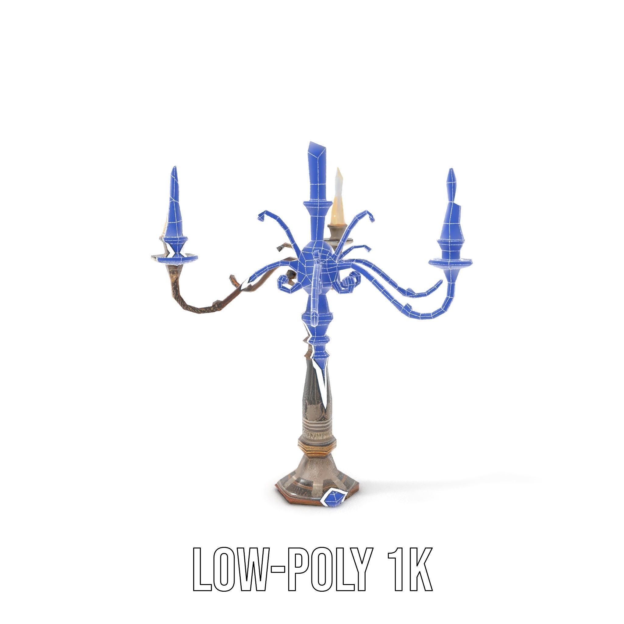 Antique Candle Holder with Detailing Model Pack Low-poly 3D model_7
