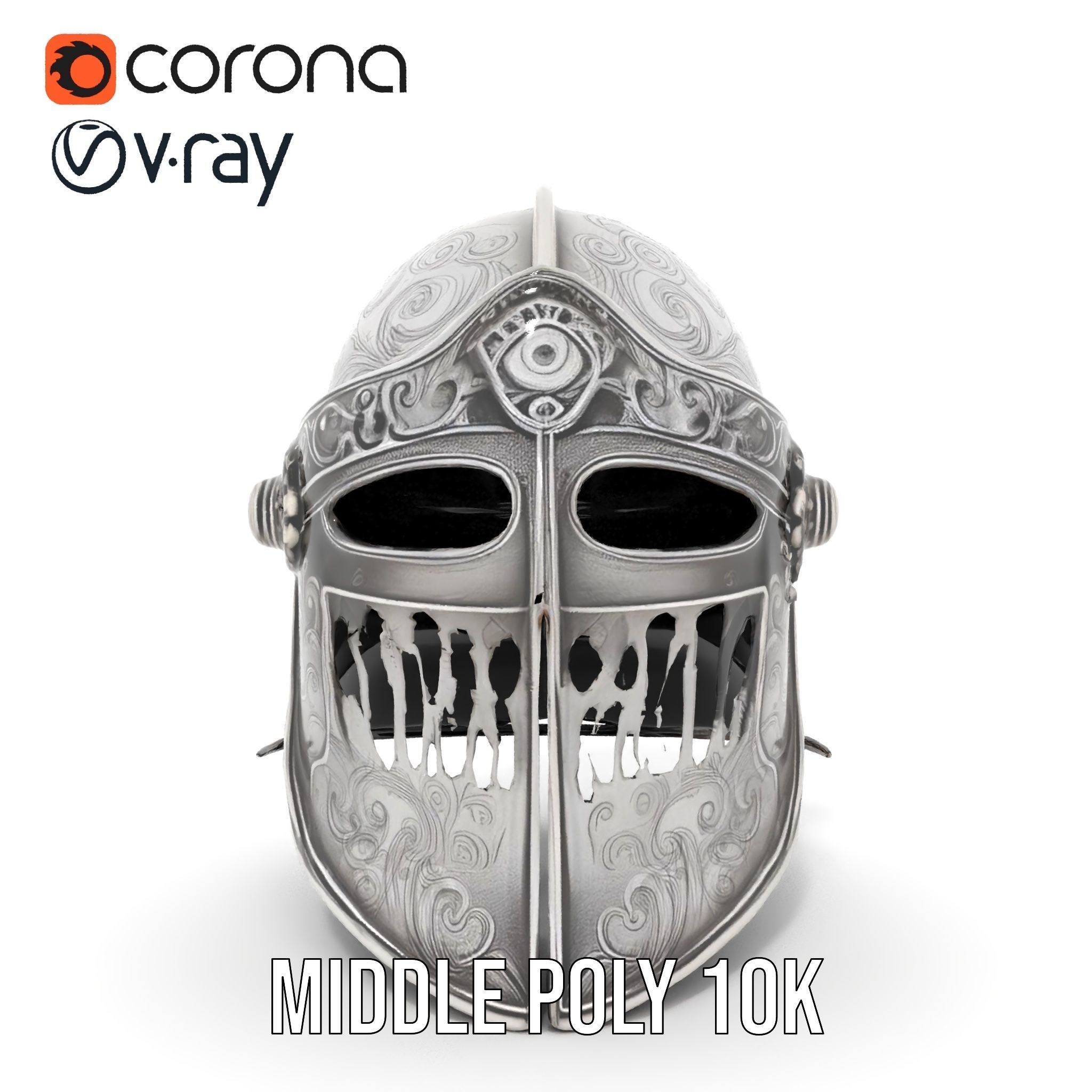 Medieval Decorative Helmet model pack Low-poly 3D model_12
