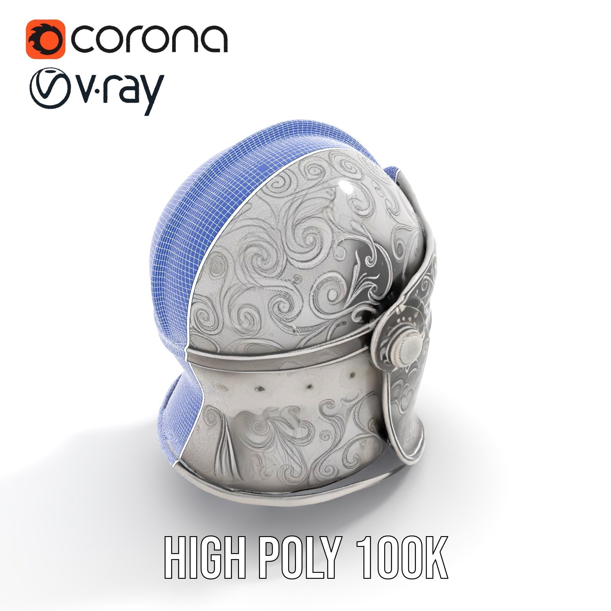 Medieval Decorative Helmet model pack Low-poly 3D model_28