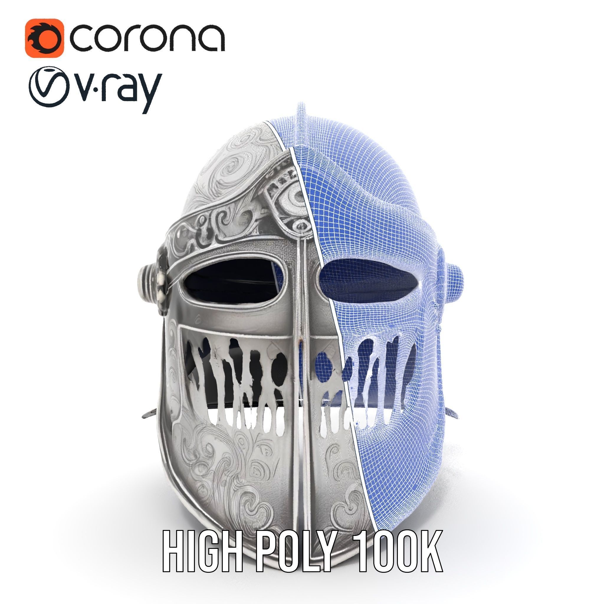 Medieval Decorative Helmet model pack Low-poly 3D model_34