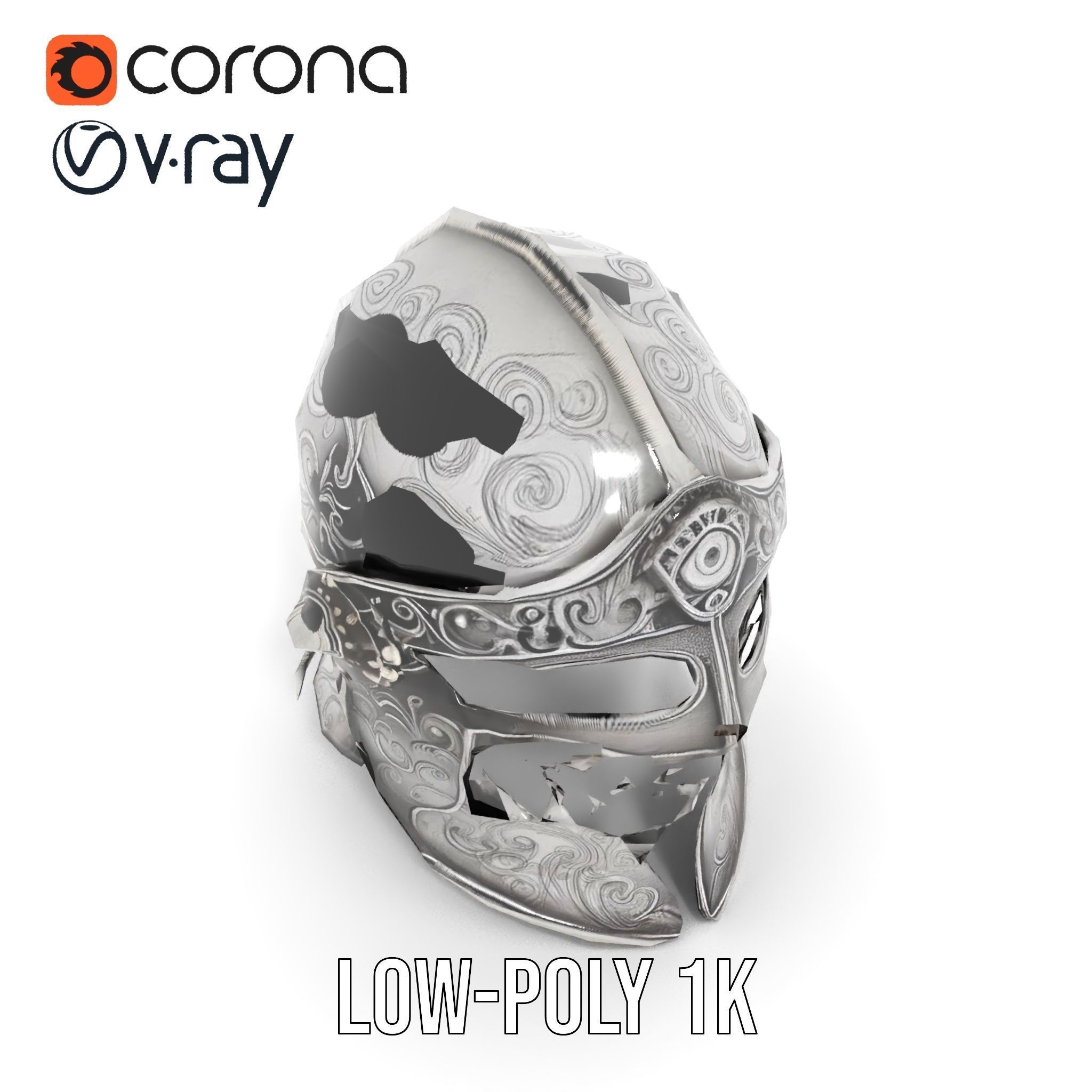 Medieval Decorative Helmet model pack Low-poly 3D model_10