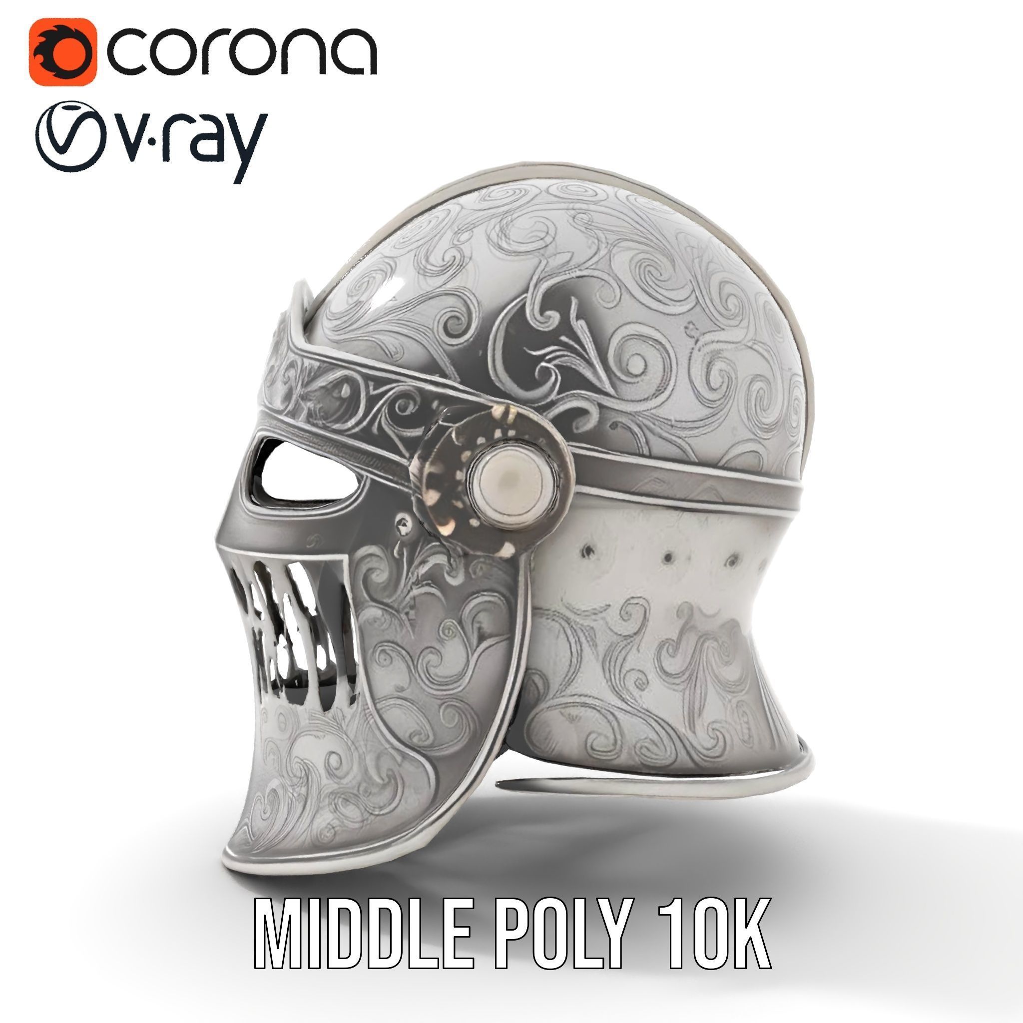 Medieval Decorative Helmet model pack Low-poly 3D model_6