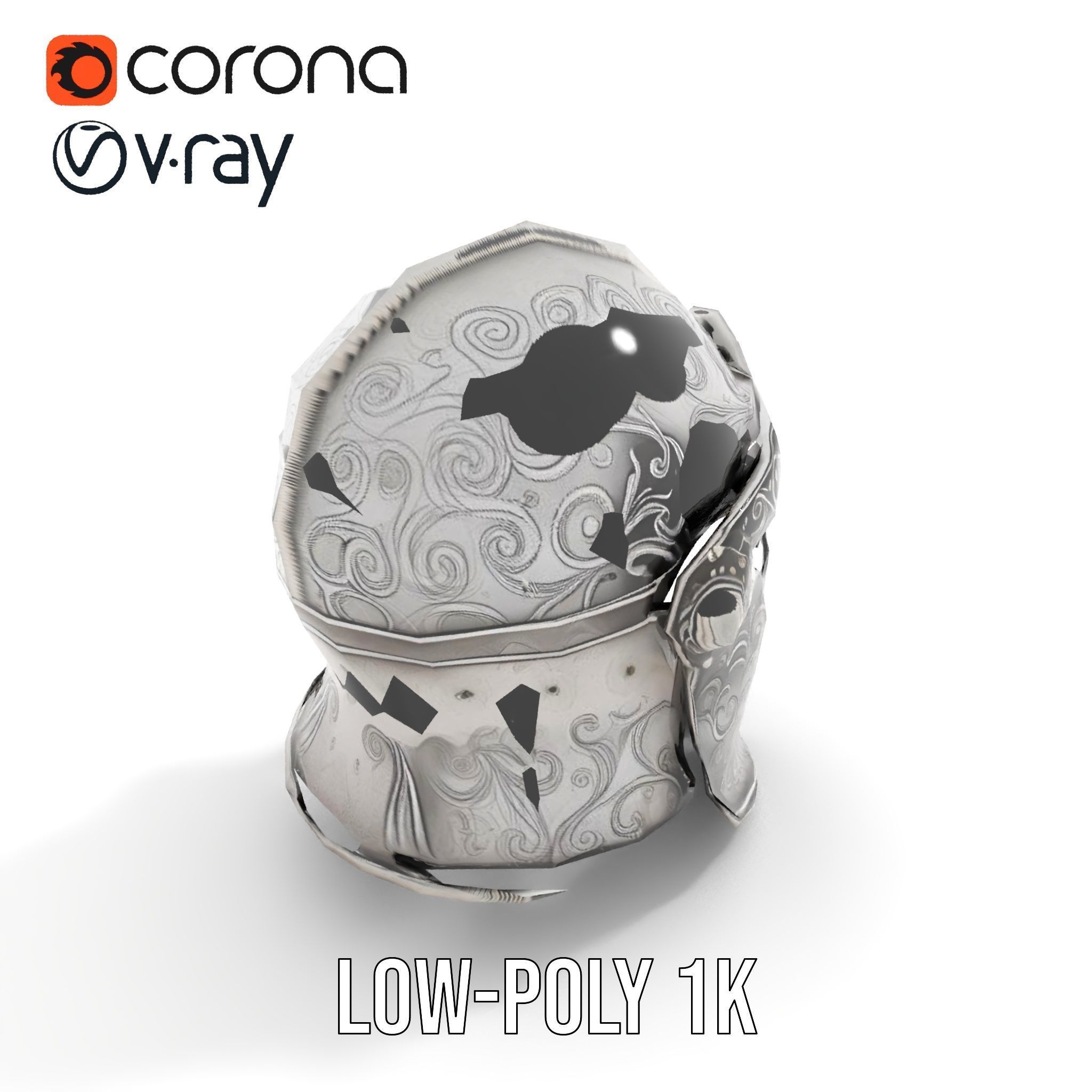 Medieval Decorative Helmet model pack Low-poly 3D model_8