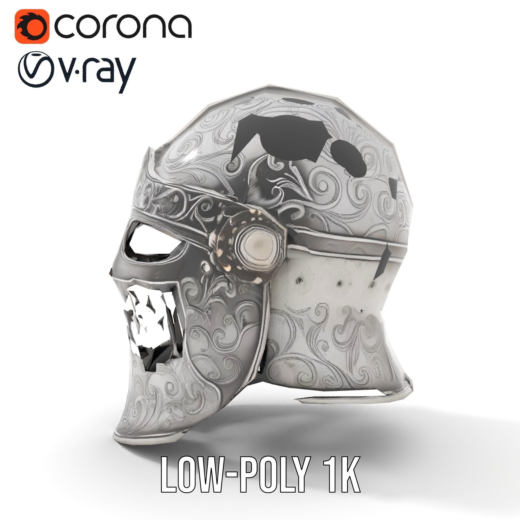 Medieval Decorative Helmet model pack Low-poly 3D model_22