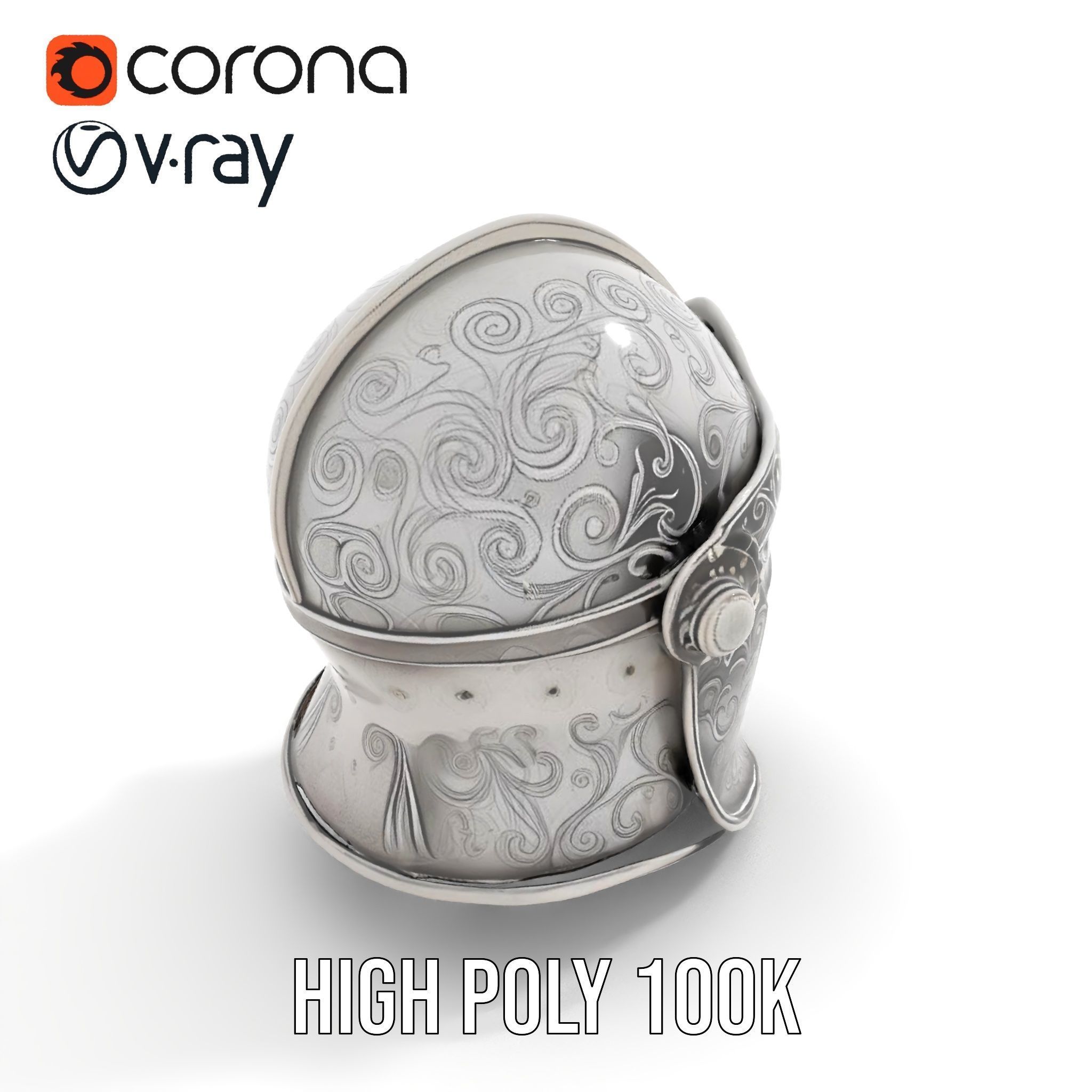 Medieval Decorative Helmet model pack Low-poly 3D model_11