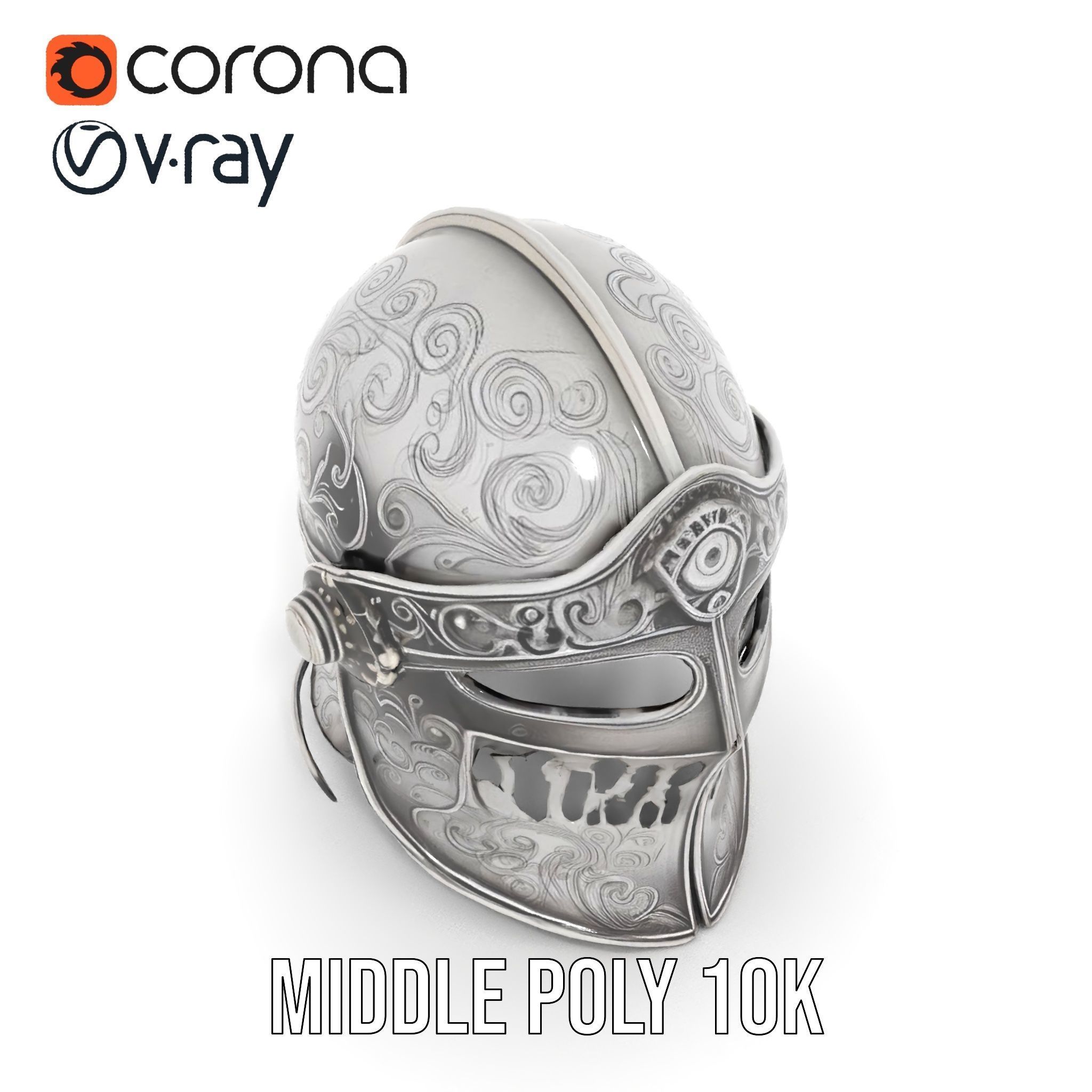 Medieval Decorative Helmet model pack Low-poly 3D model_5