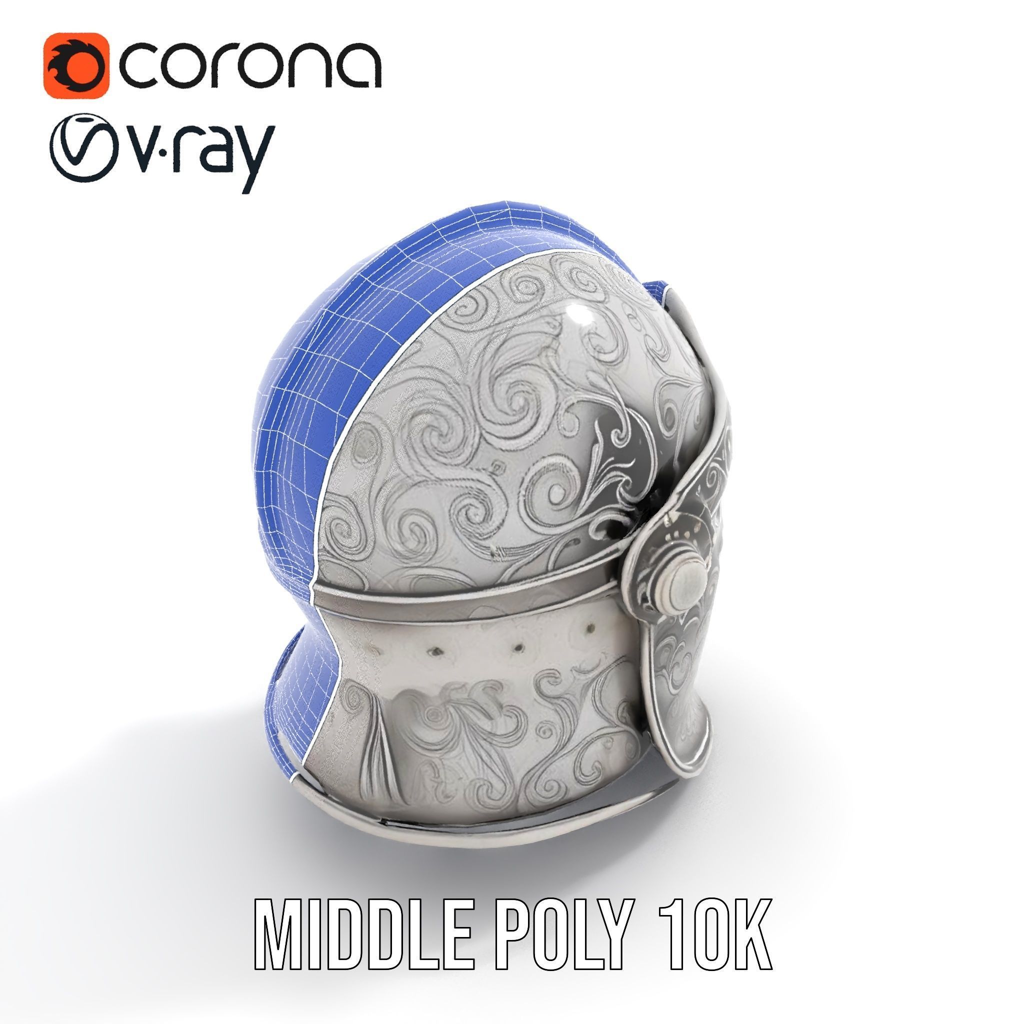Medieval Decorative Helmet model pack Low-poly 3D model_21