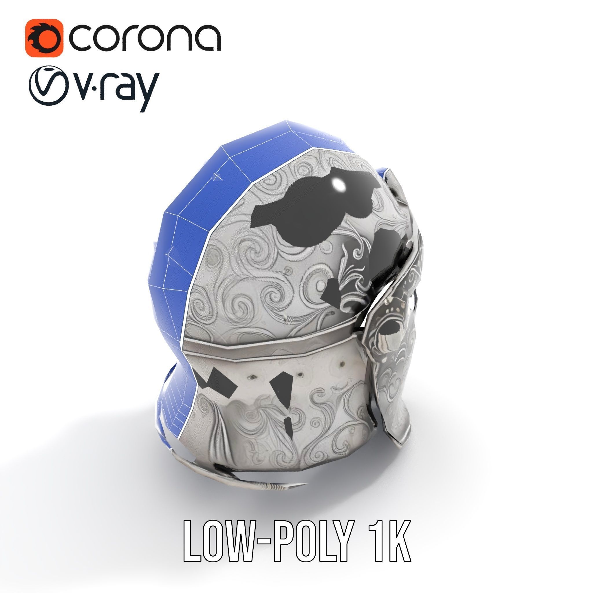 Medieval Decorative Helmet model pack Low-poly 3D model_16