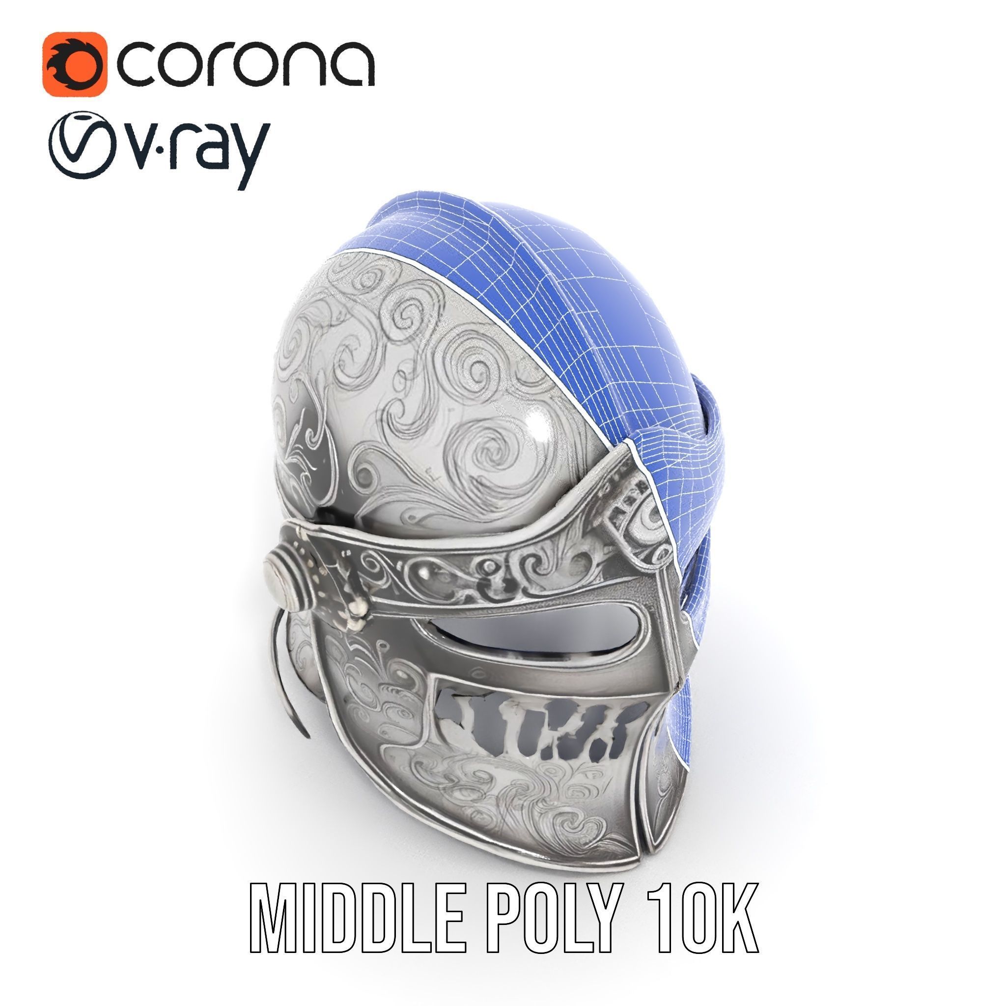 Medieval Decorative Helmet model pack Low-poly 3D model_29