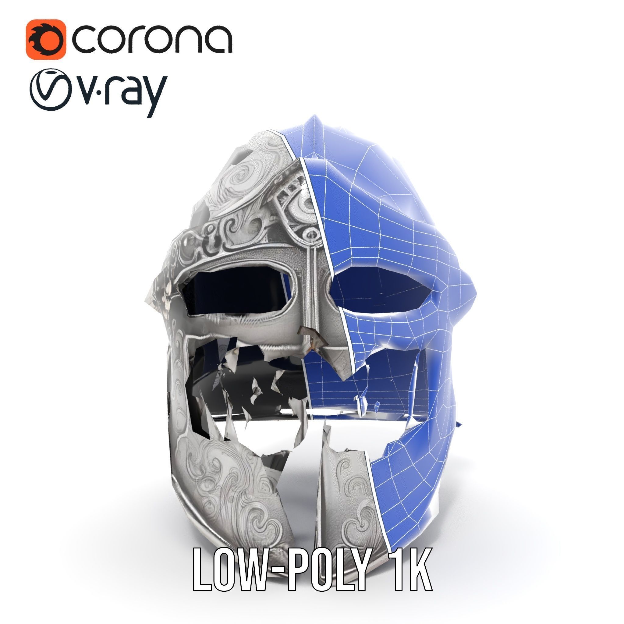 Medieval Decorative Helmet model pack Low-poly 3D model_30