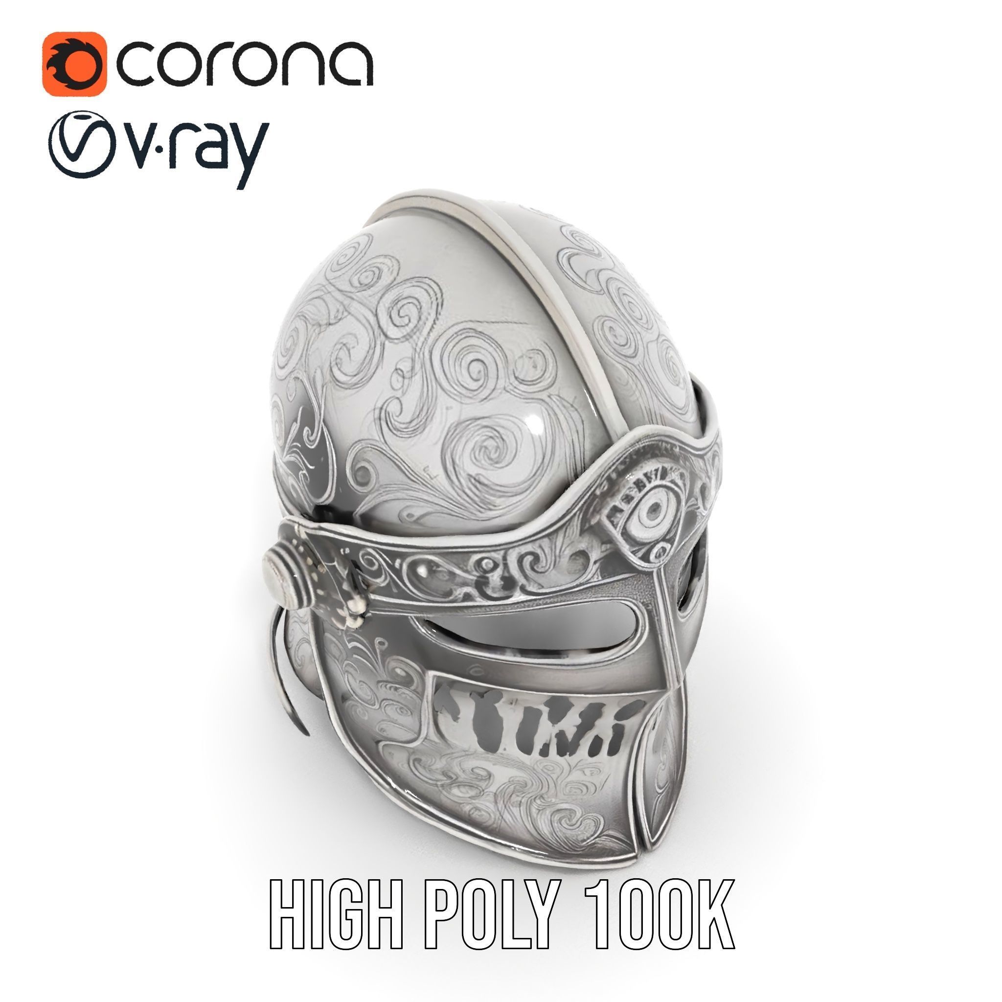 Medieval Decorative Helmet model pack Low-poly 3D model_17