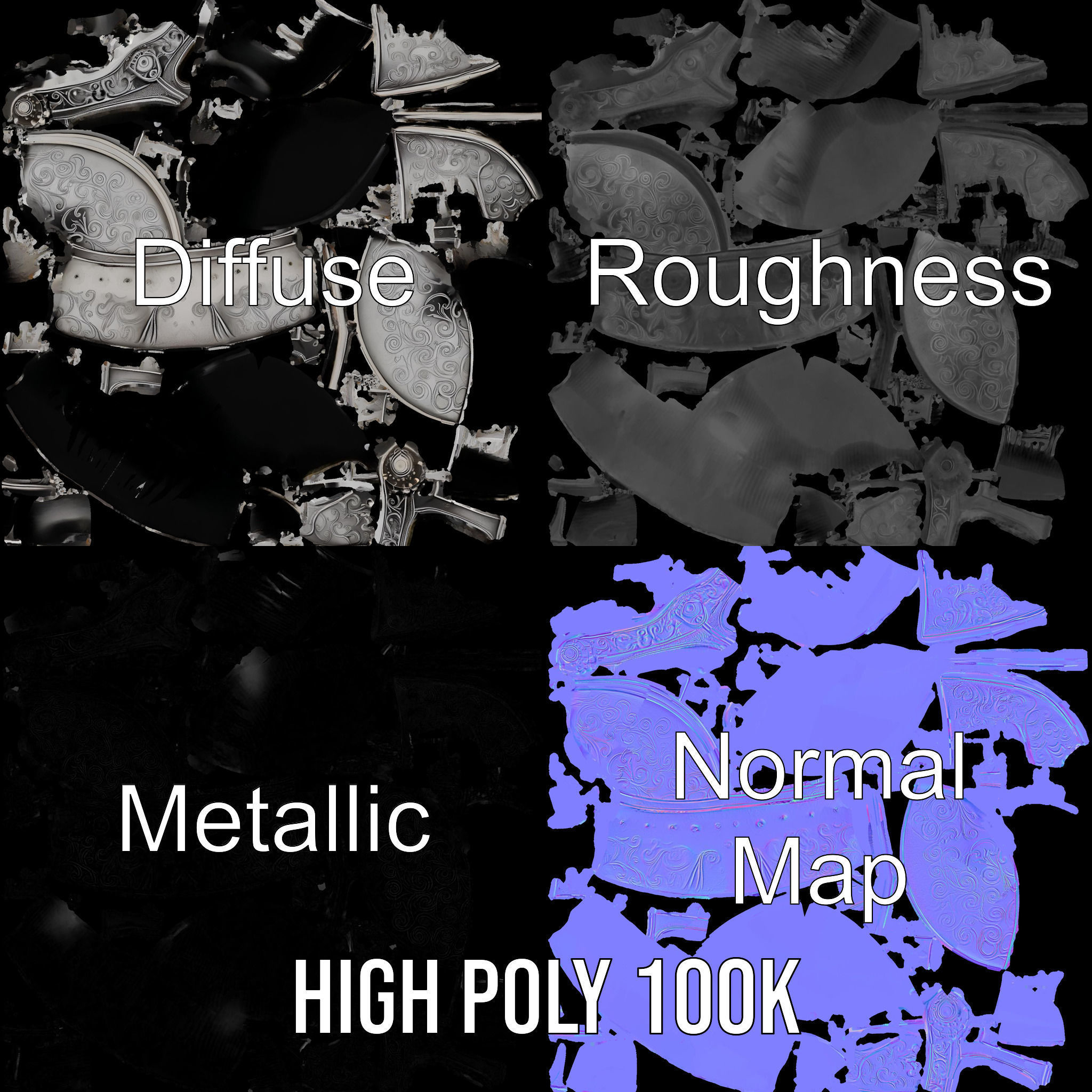 Medieval Decorative Helmet model pack Low-poly 3D model_3