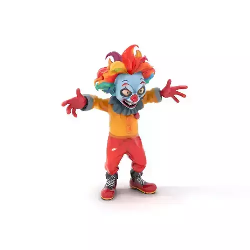 Colorful Mischievous Clown Character Model Rigged and Animated