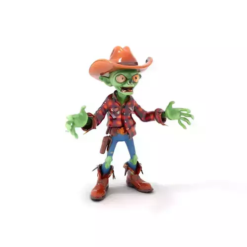 Zombie Cowboy Rigged and Animated Character Model for Games