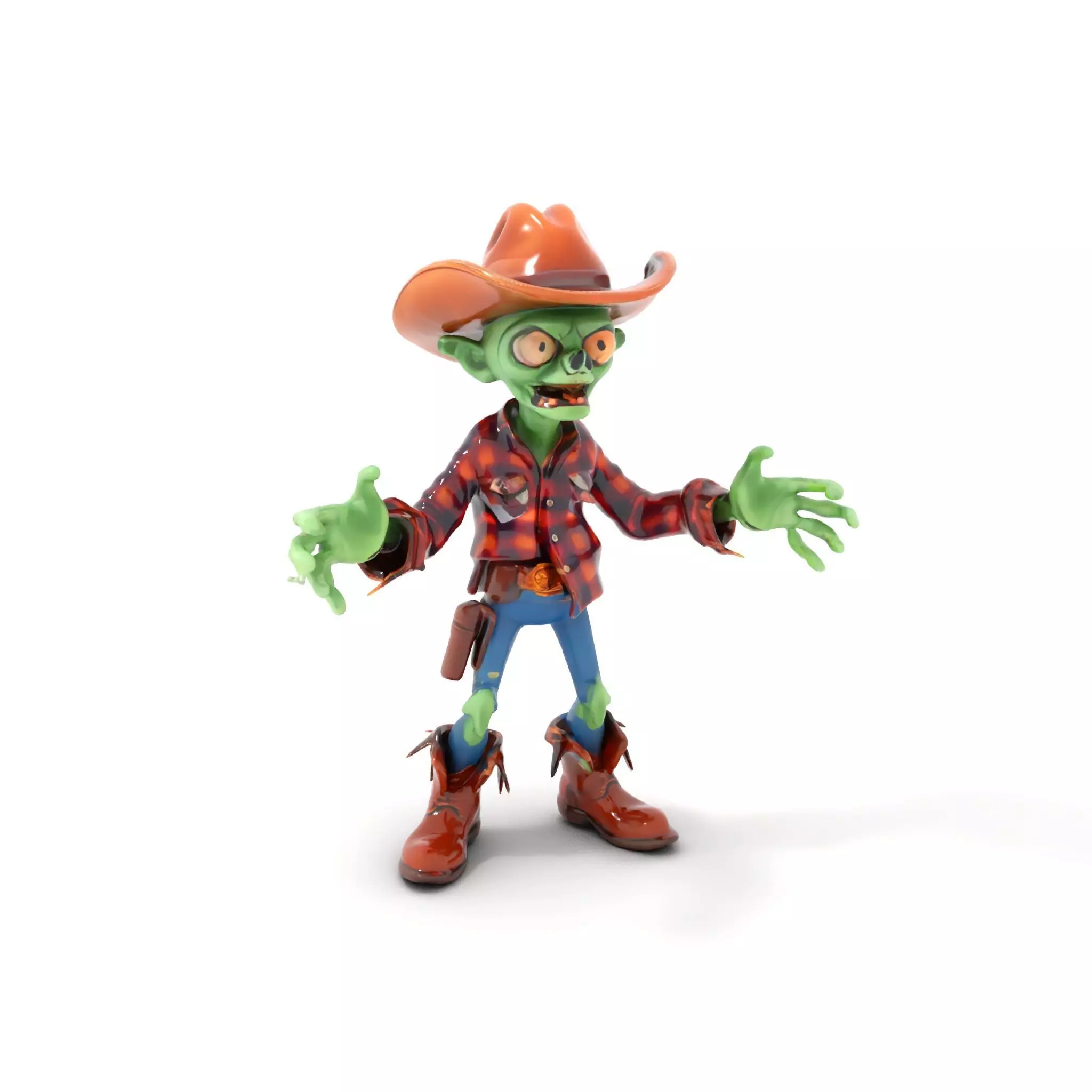 Zombie Cowboy Rigged and Animated Character Model for Games Low-poly 3D model
