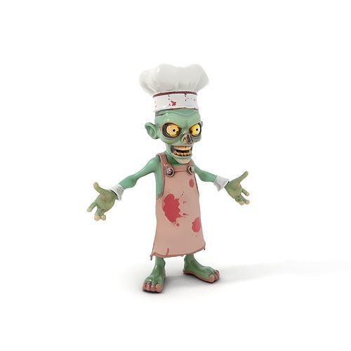 Zombie Chef Character Model  Rigged and Animated Low-poly 3D model