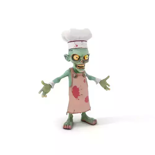 Zombie Chef Character Model  Rigged and Animated Low-poly 3D model