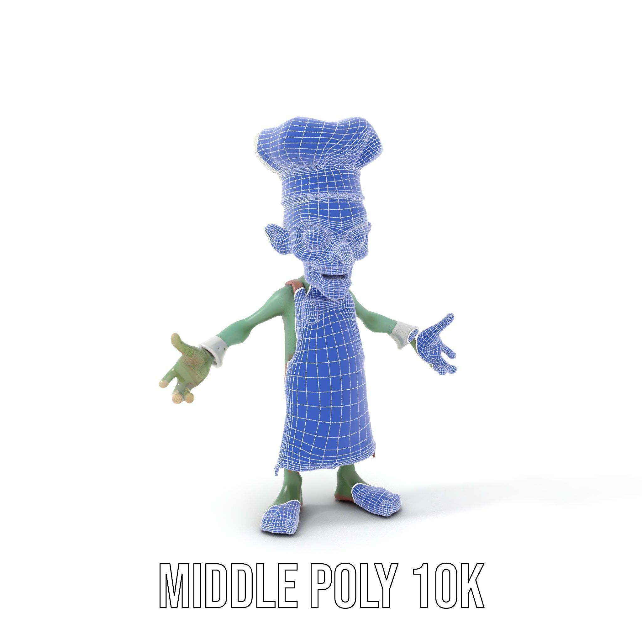 Zombie Chef Character Model  Rigged and Animated Low-poly 3D model_16