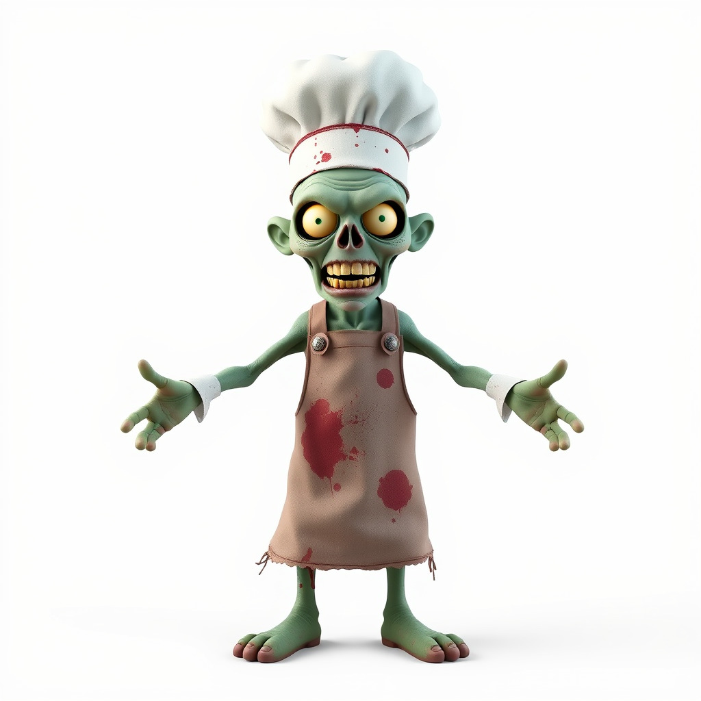 Zombie Chef Character Model  Rigged and Animated Low-poly 3D model_2