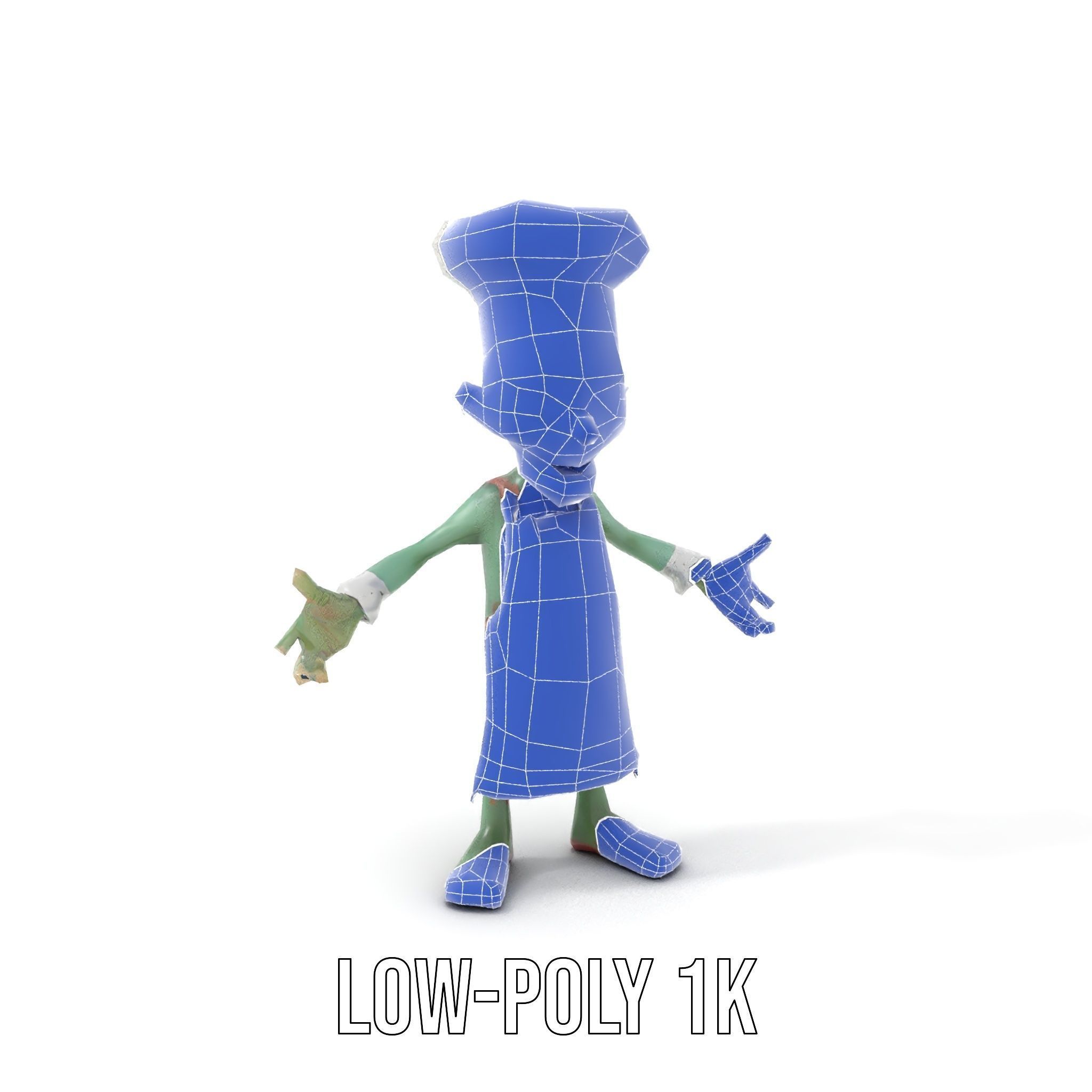 Zombie Chef Character Model  Rigged and Animated Low-poly 3D model_25