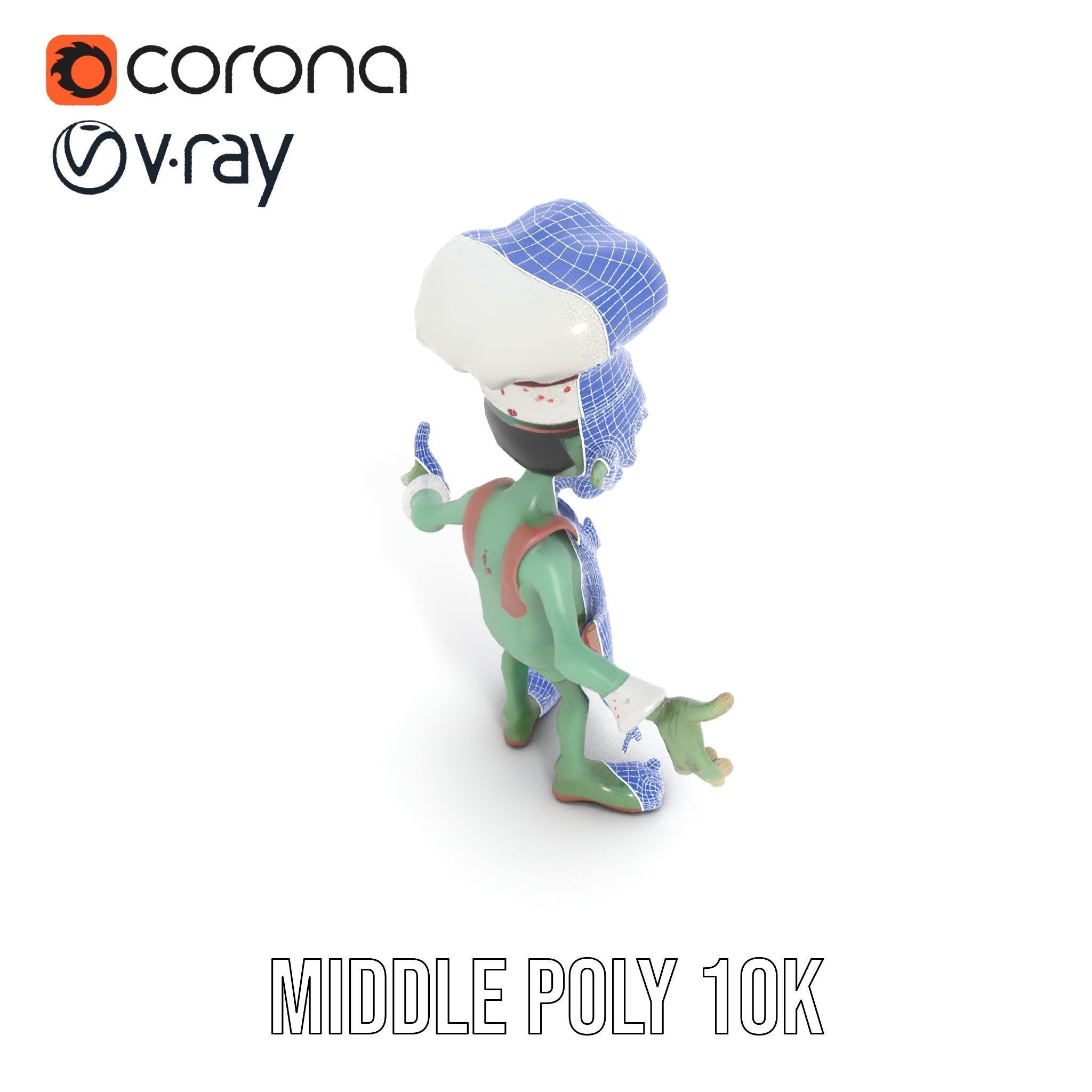 Zombie Chef Character Model  Rigged and Animated Low-poly 3D model_30