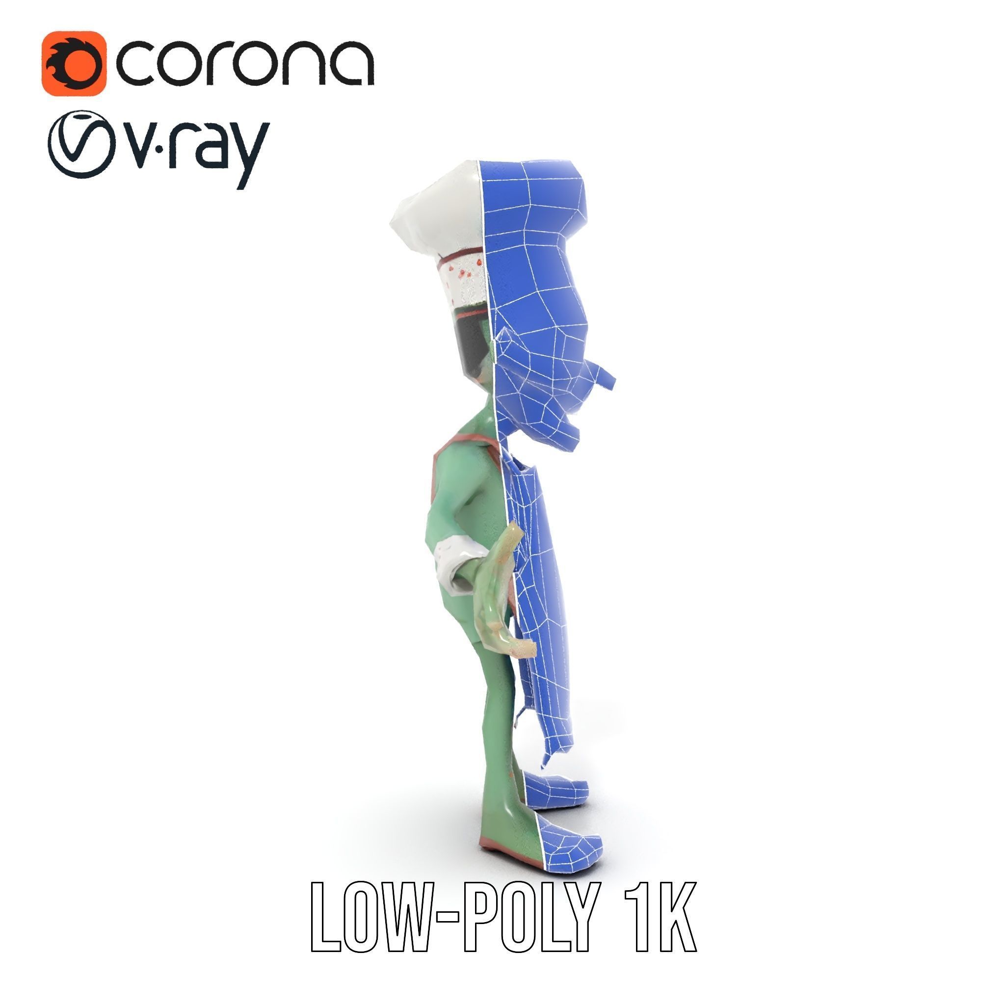 Zombie Chef Character Model  Rigged and Animated Low-poly 3D model_17