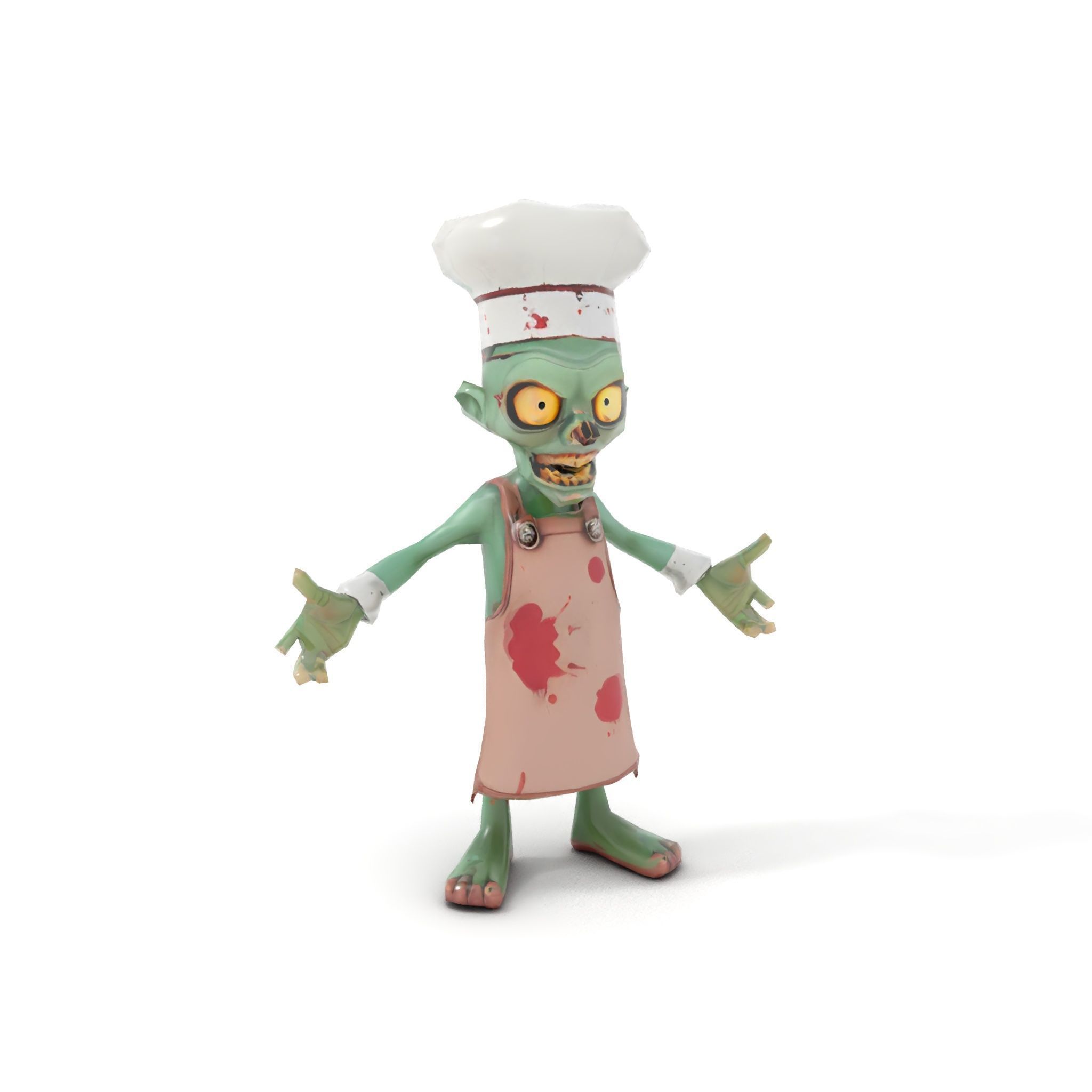 Zombie Chef Character Model  Rigged and Animated Low-poly 3D model_7