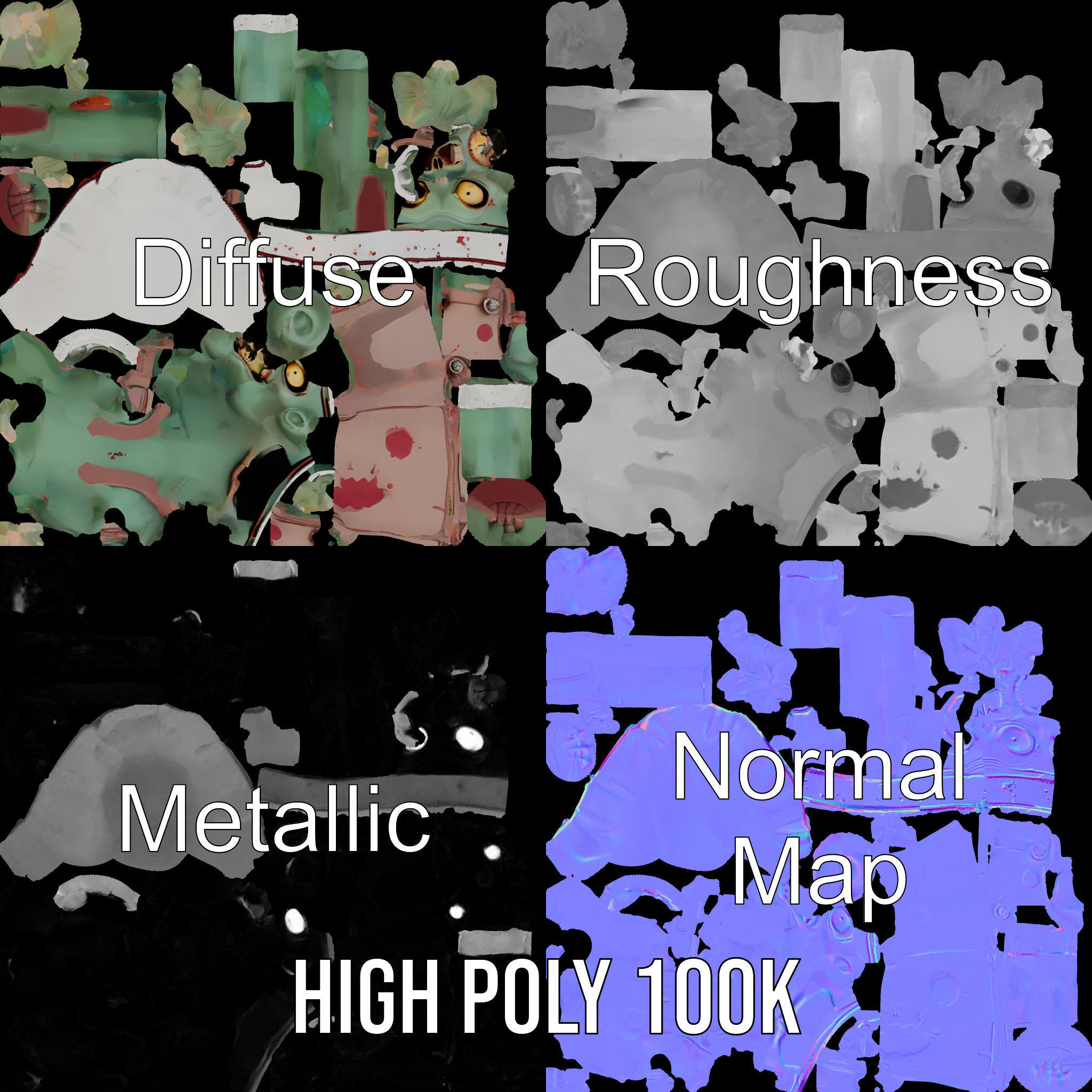 Zombie Chef Character Model  Rigged and Animated Low-poly 3D model_3