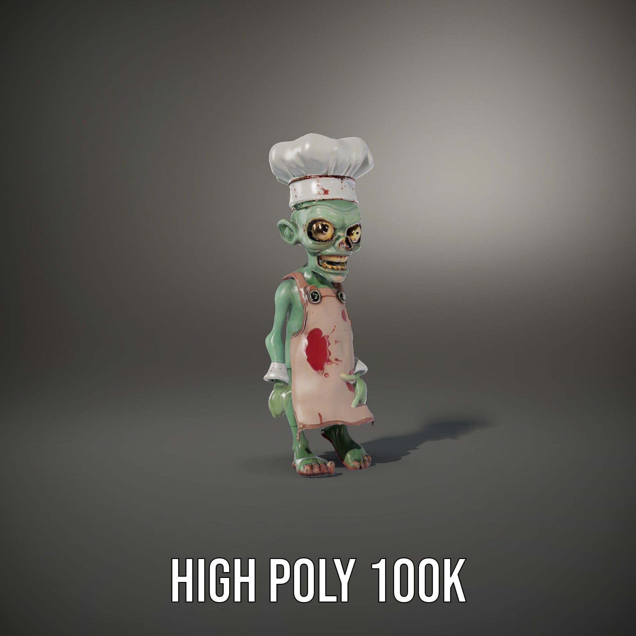 Zombie Chef Character Model  Rigged and Animated Low-poly 3D model_12