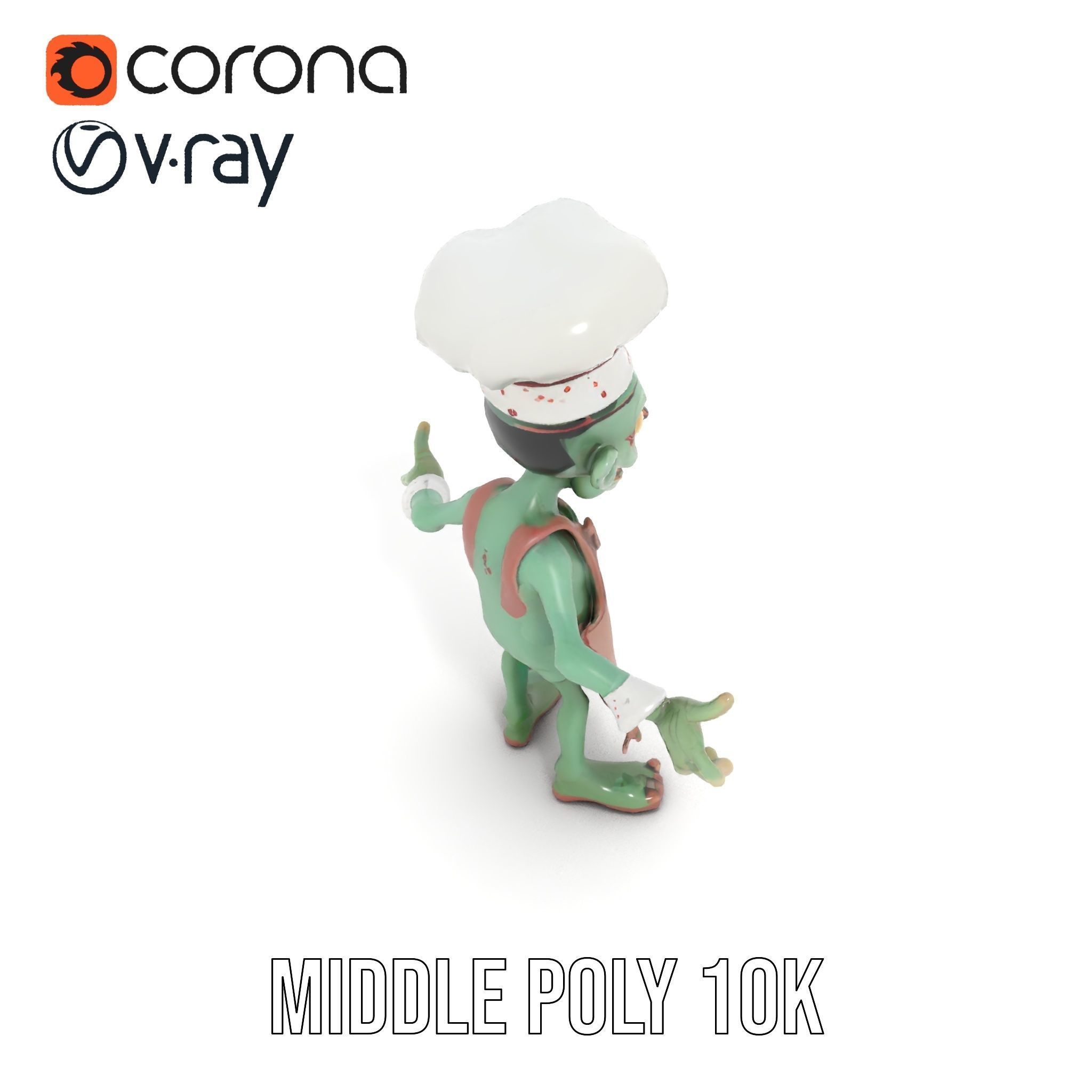 Zombie Chef Character Model  Rigged and Animated Low-poly 3D model_18