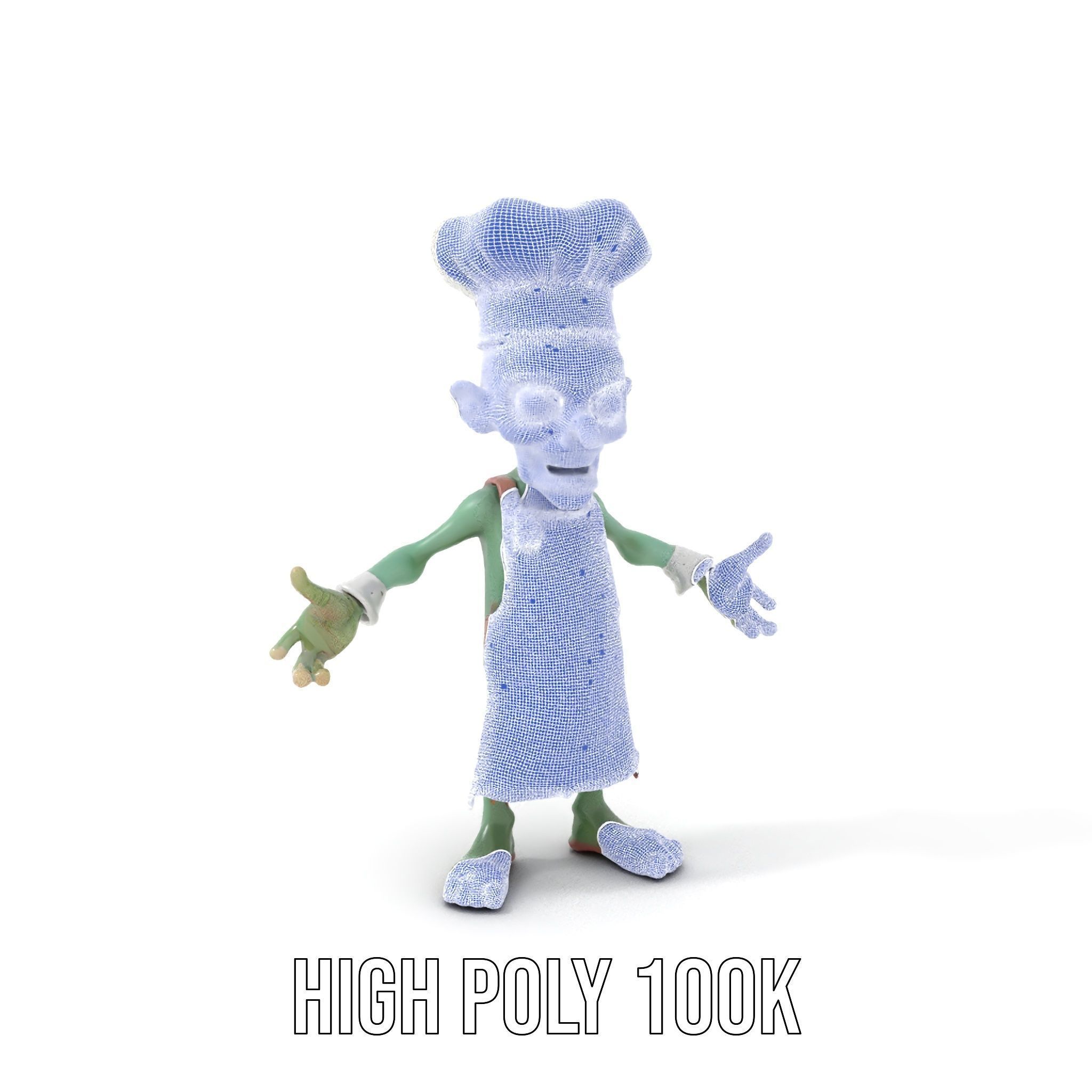 Zombie Chef Character Model  Rigged and Animated Low-poly 3D model_4